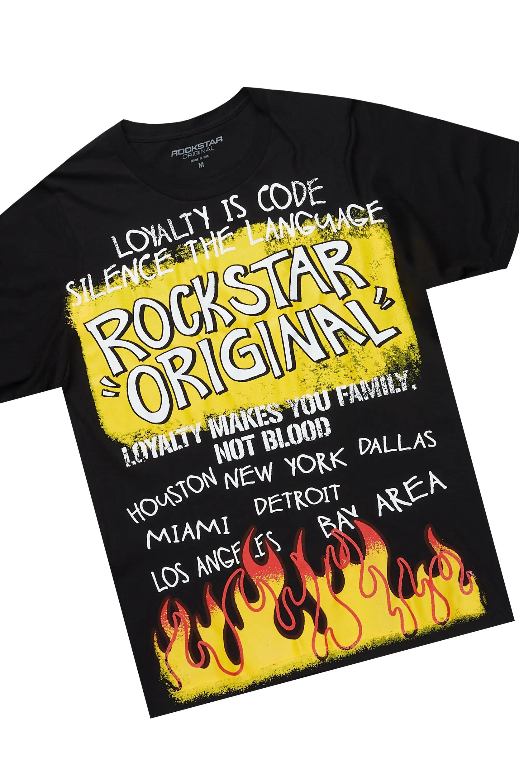 Beno Black T-Shirt/Baggy Stacked Pant Set Male Product Image