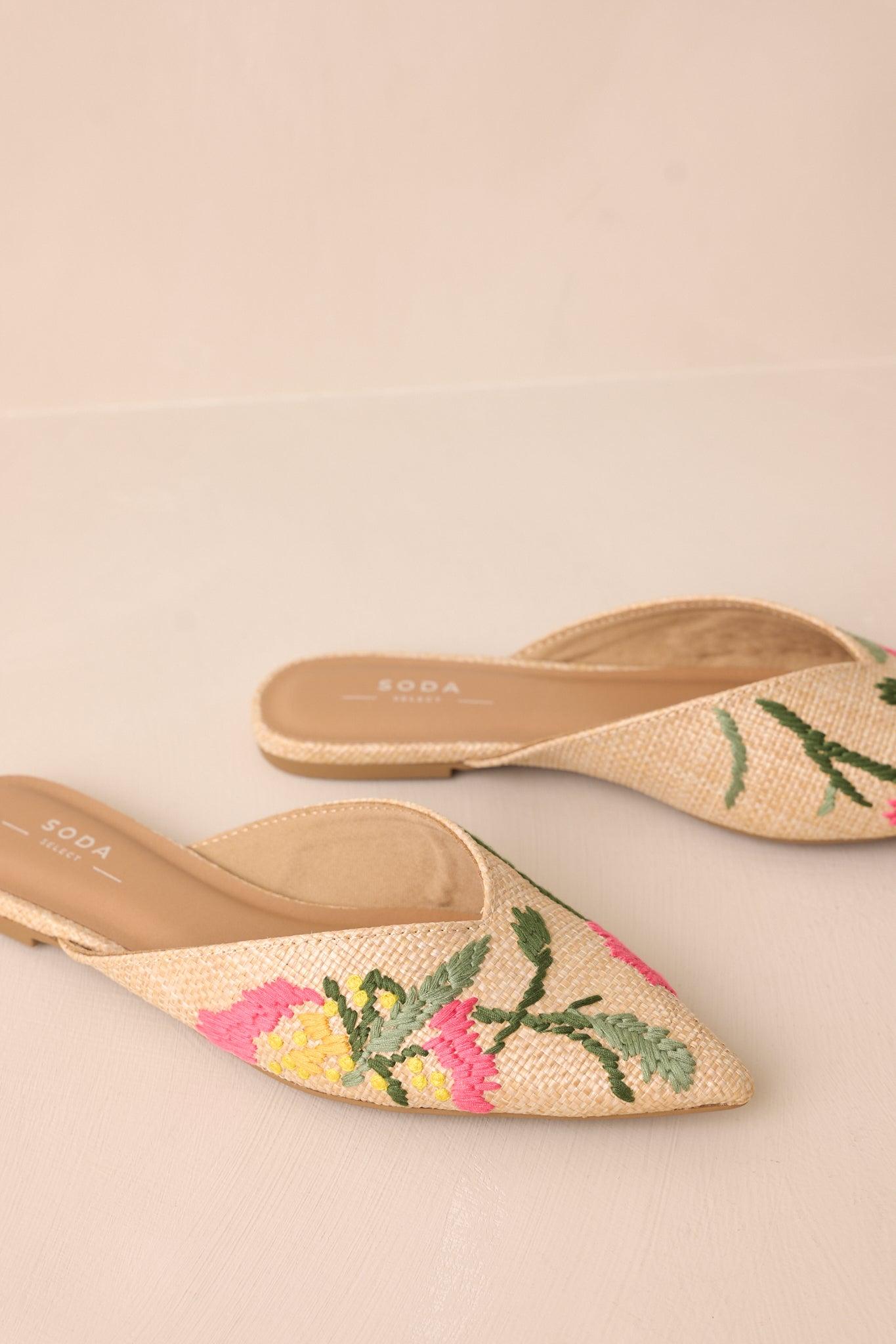 Wildflower Wander Natural Raffia Pointed Toe Flat Product Image