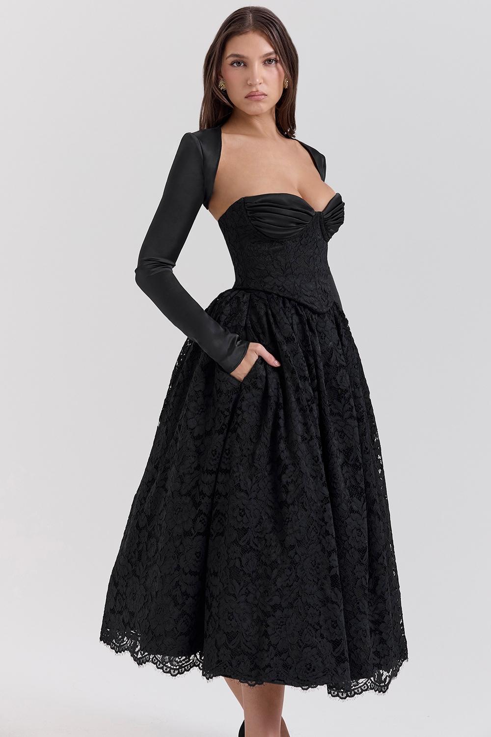 Duchess  black lace corset, skirt and bolero - sale Product Image