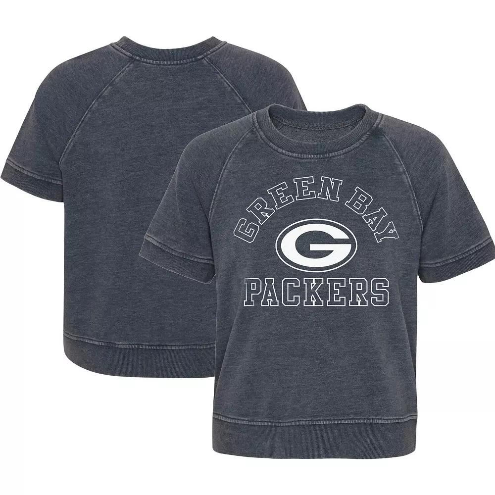 Girls Juniors Heather Charcoal Green Bay Packers Cheer Squad Raglan T-Shirt, Women's,  Product Image