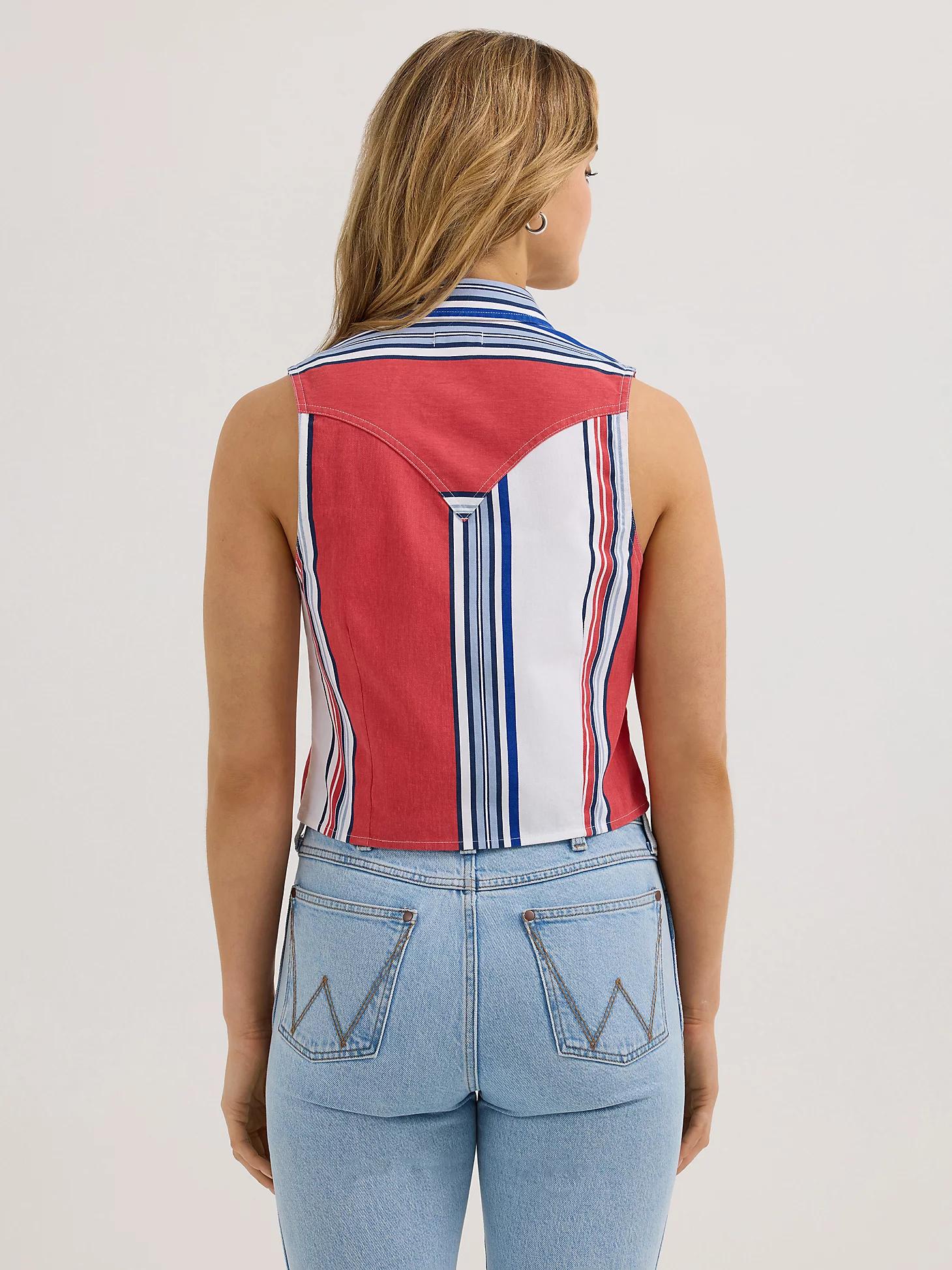 Women's Wrangler Brushpopper Stripe Slim Crop Snap Tank | Women's TOPS | Wrangler® Product Image