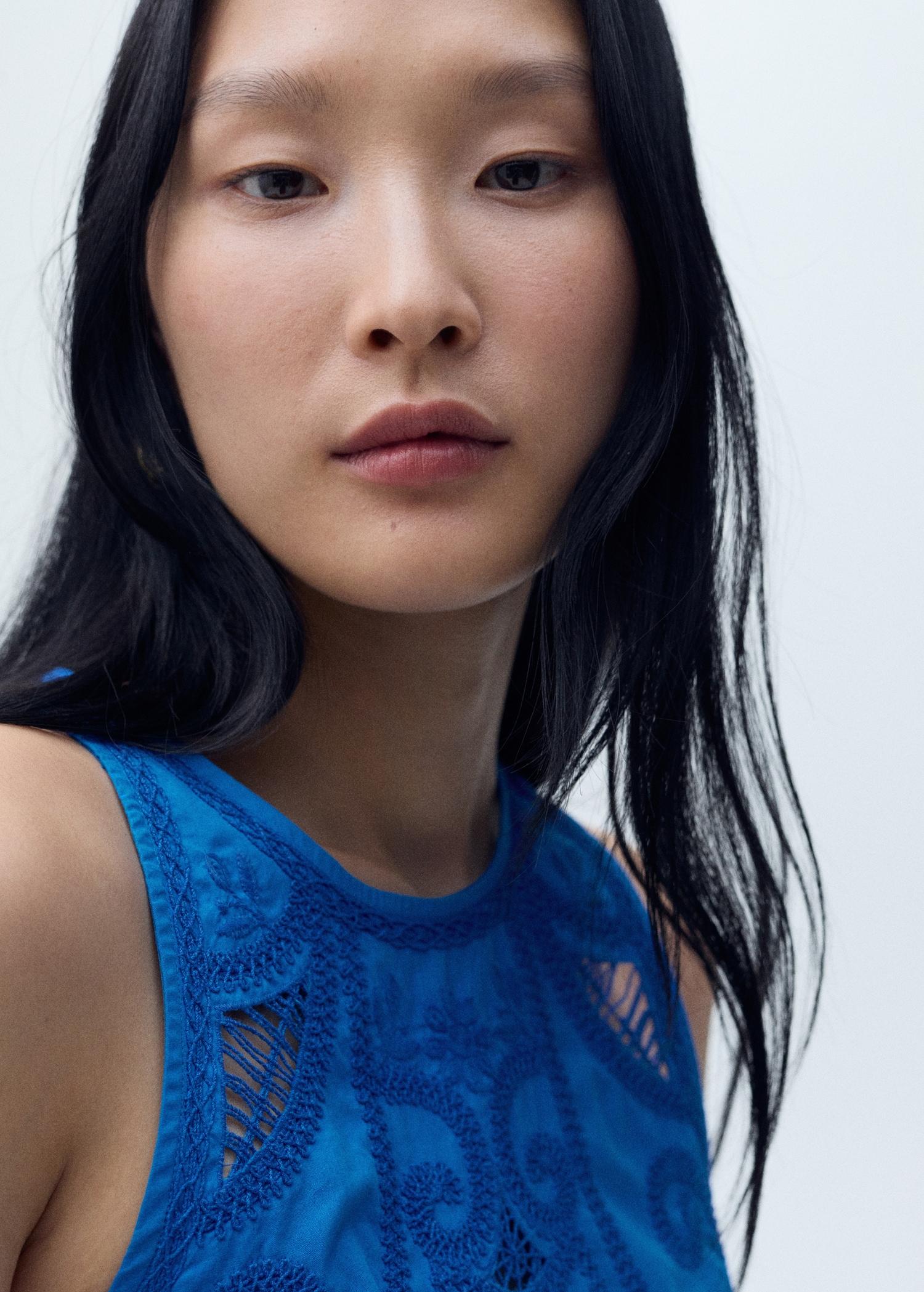 Embroidered cotton top - Women | MANGO USA Product Image