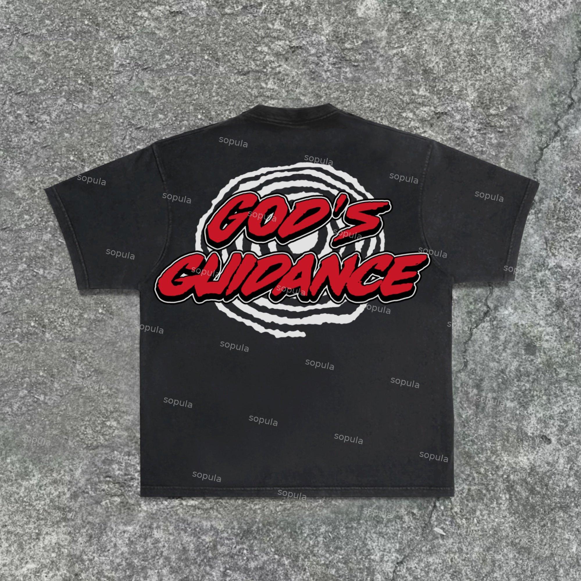 Men's God's Guidance Graphic Acid Washed T-Shirt Product Image