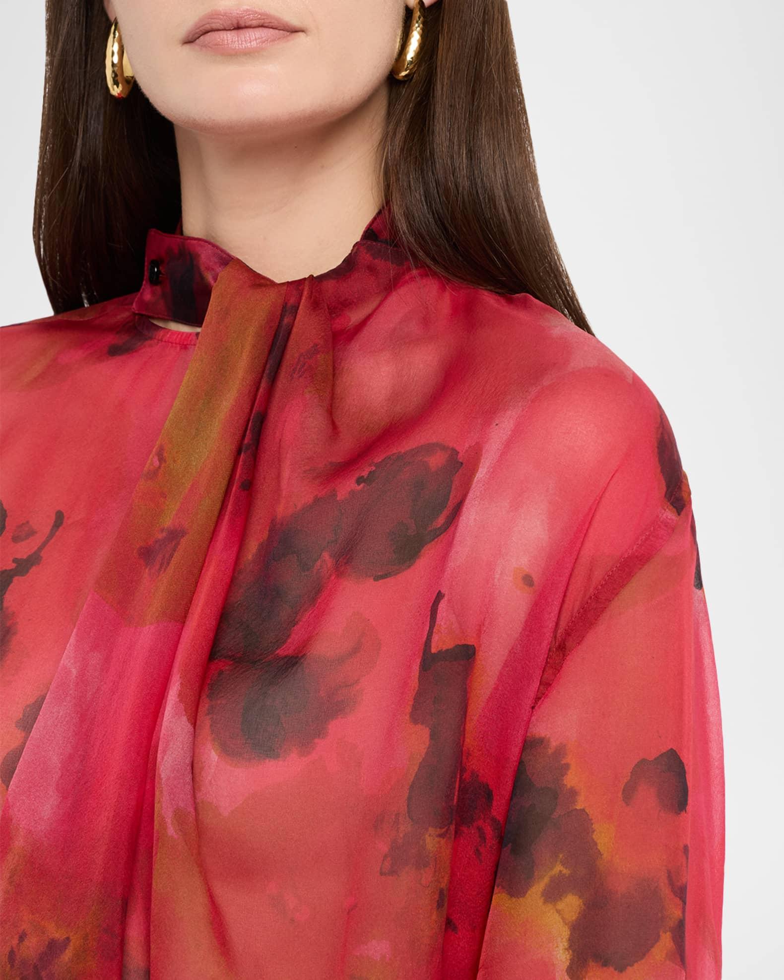 Drape Detail Silk Blouse Product Image