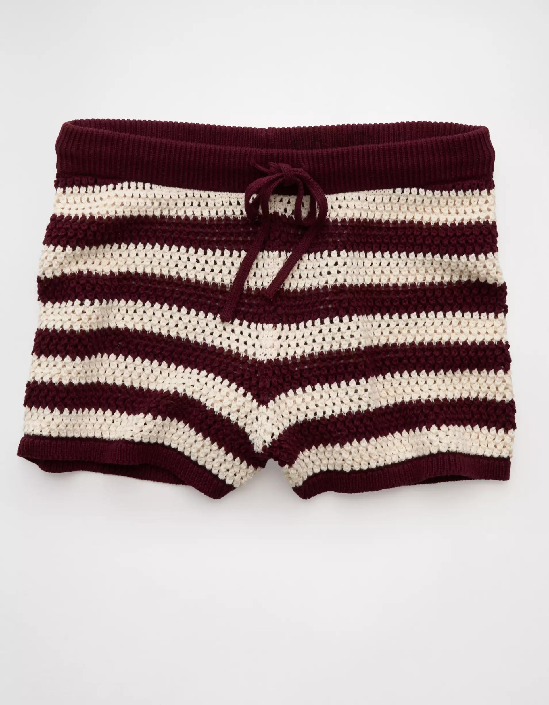 AE Crochet Sweater Striped Short Product Image