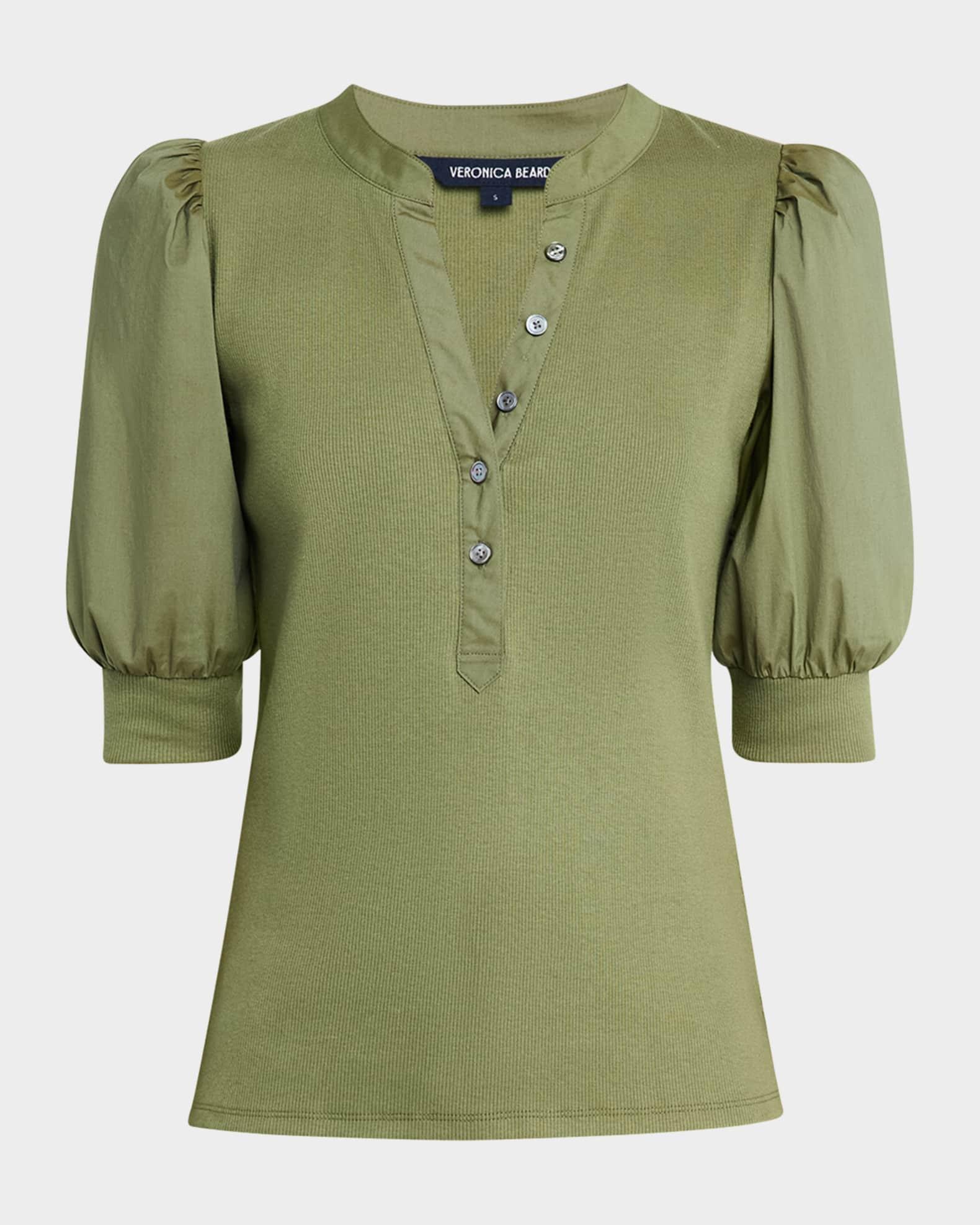 Coralee Puff Sleeve Button-Front Top Product Image