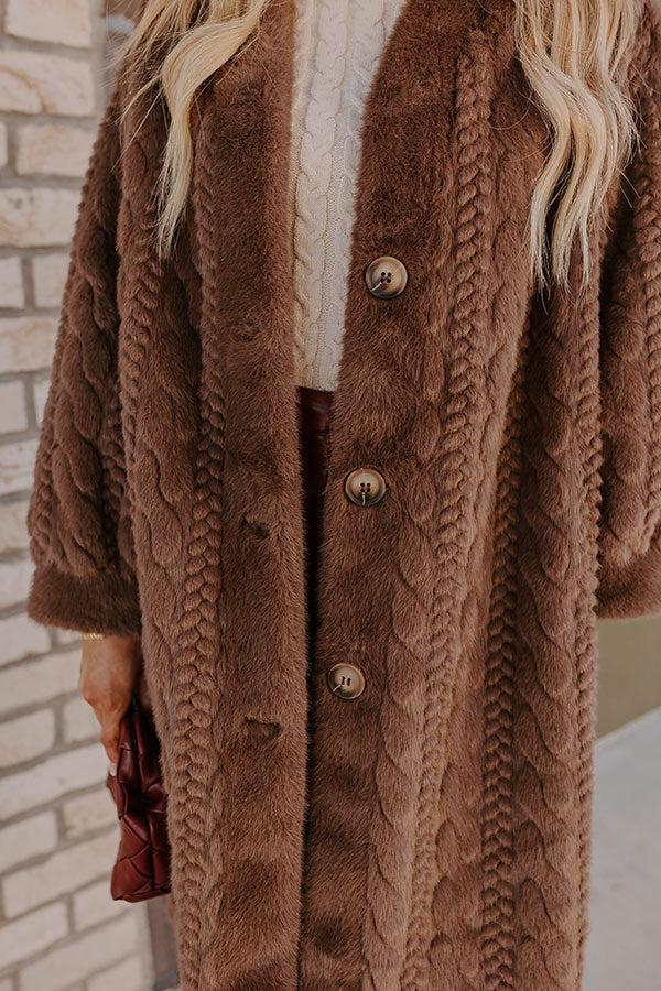 Warm Fuzzy Feeling Faux Fur Coat in Espresso Product Image