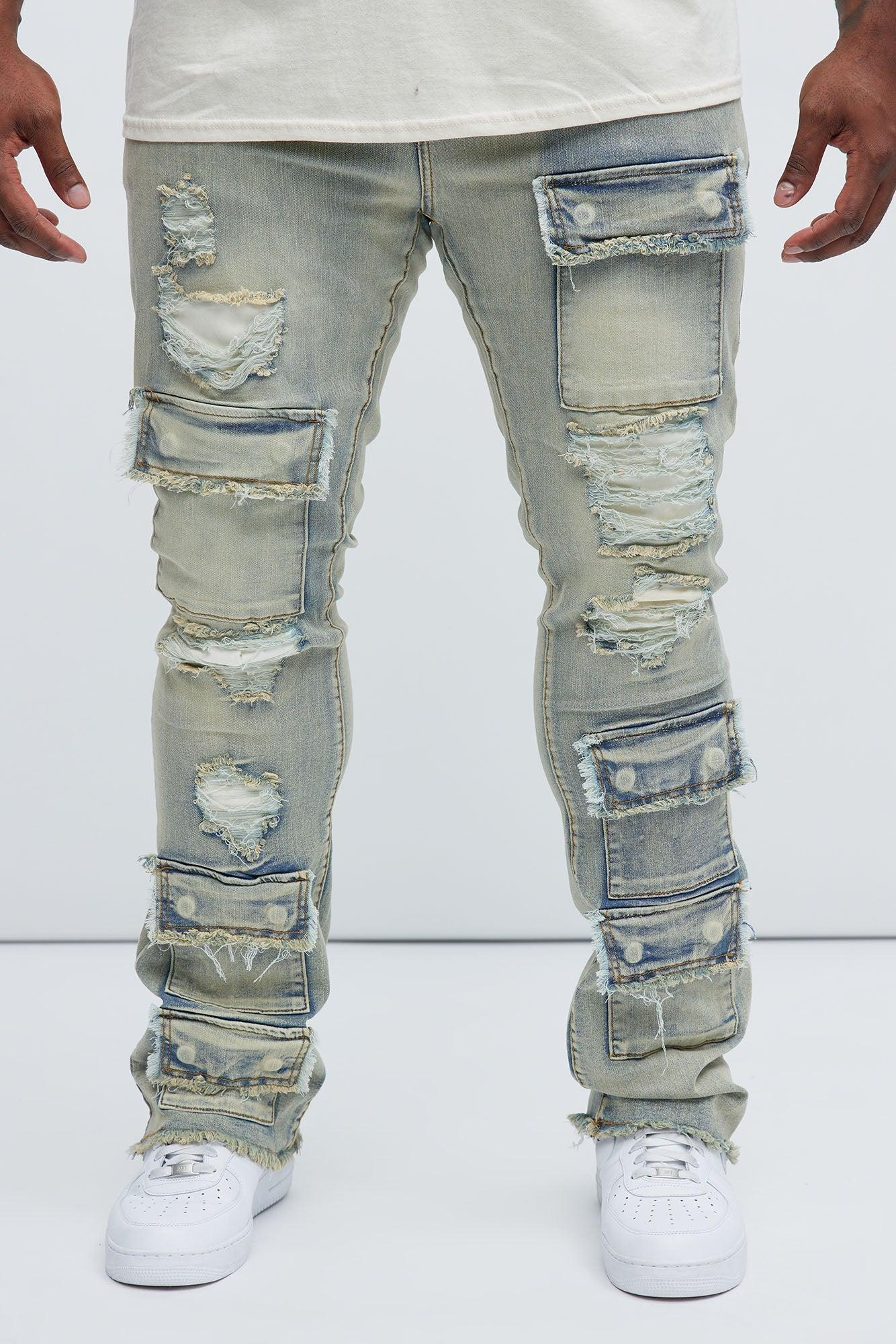Get Started Cargo Stacked Skinny Flare Jeans - Medium Wash Product Image