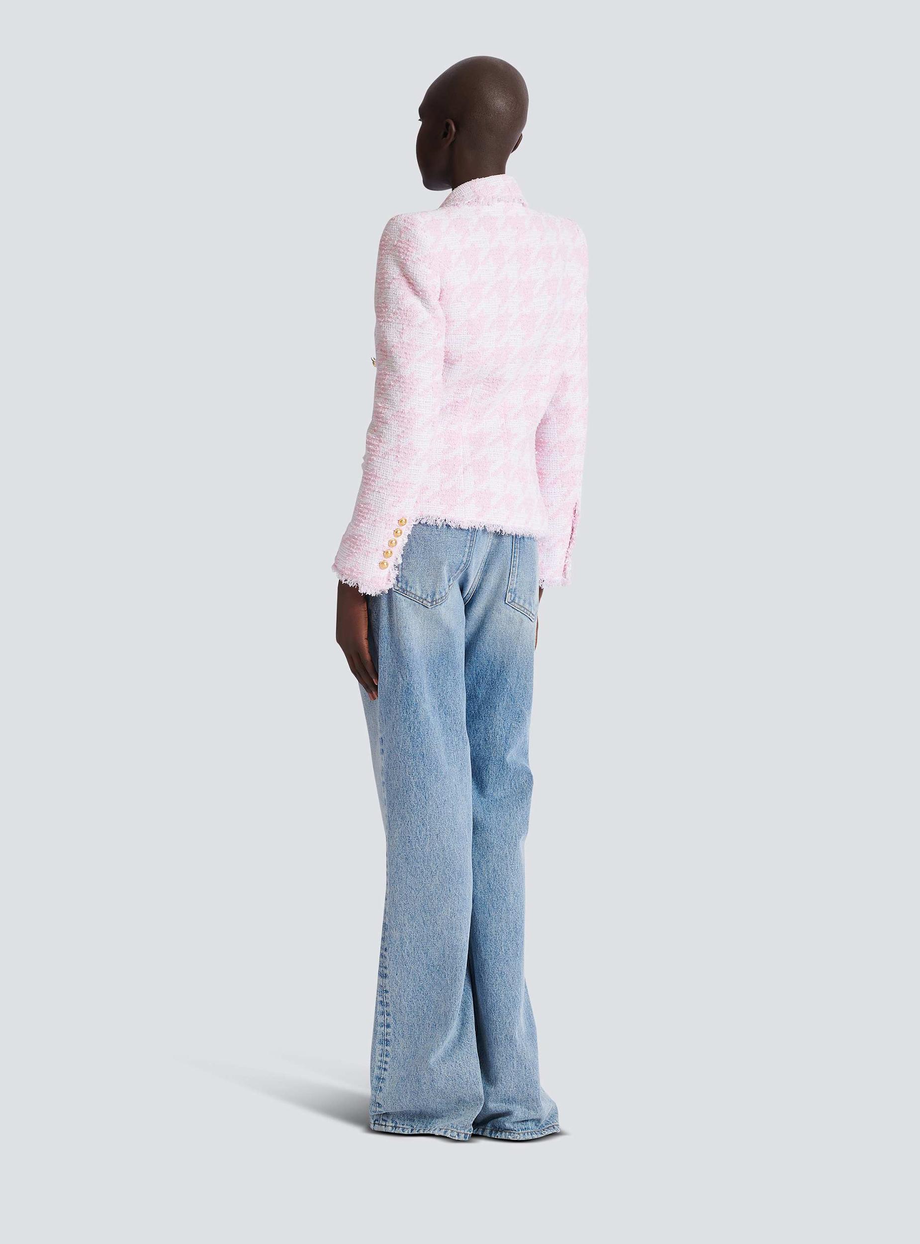 6-button houndstooth tweed fitted jacket Product Image