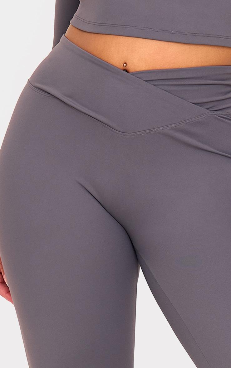 Charcoal Sculpt Wrap Waist Gym Leggings Product Image