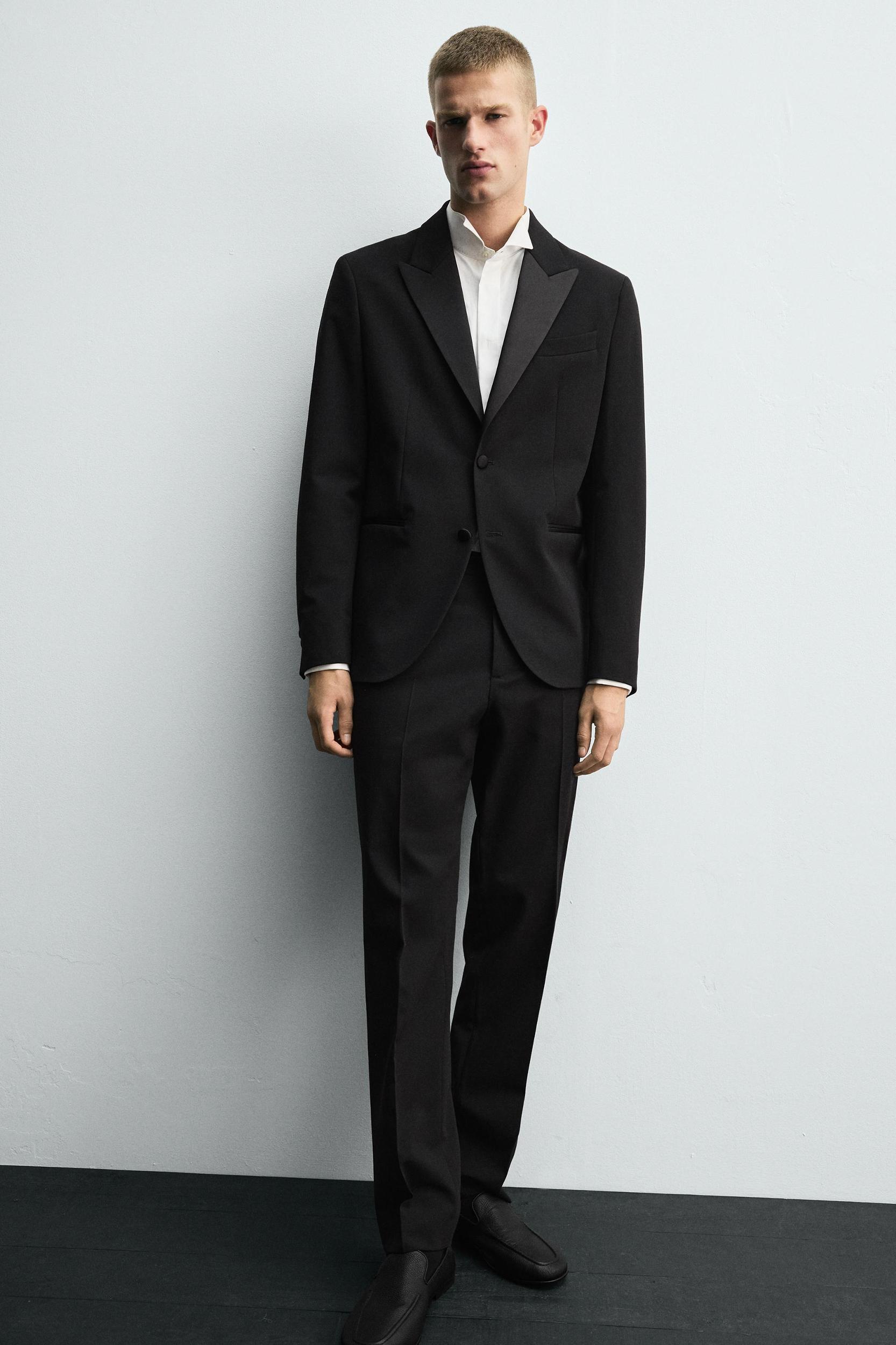 WOOL BLEND TUXEDO SUIT PANTS Product Image