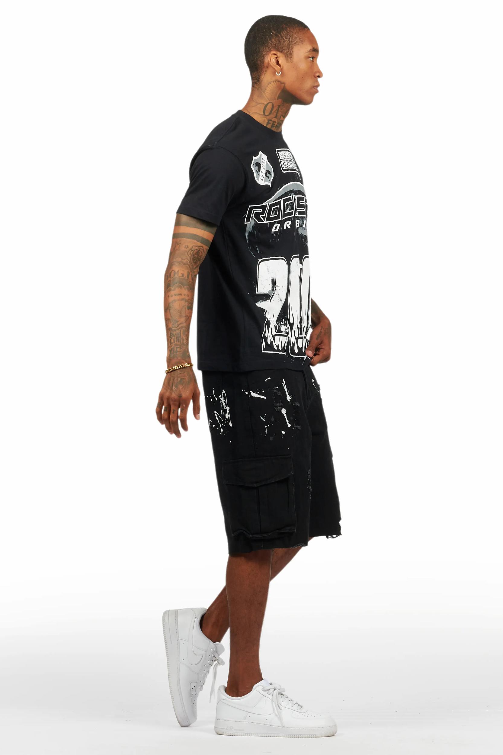 Amos Black T-Shirt/Denim Short Set Male Product Image