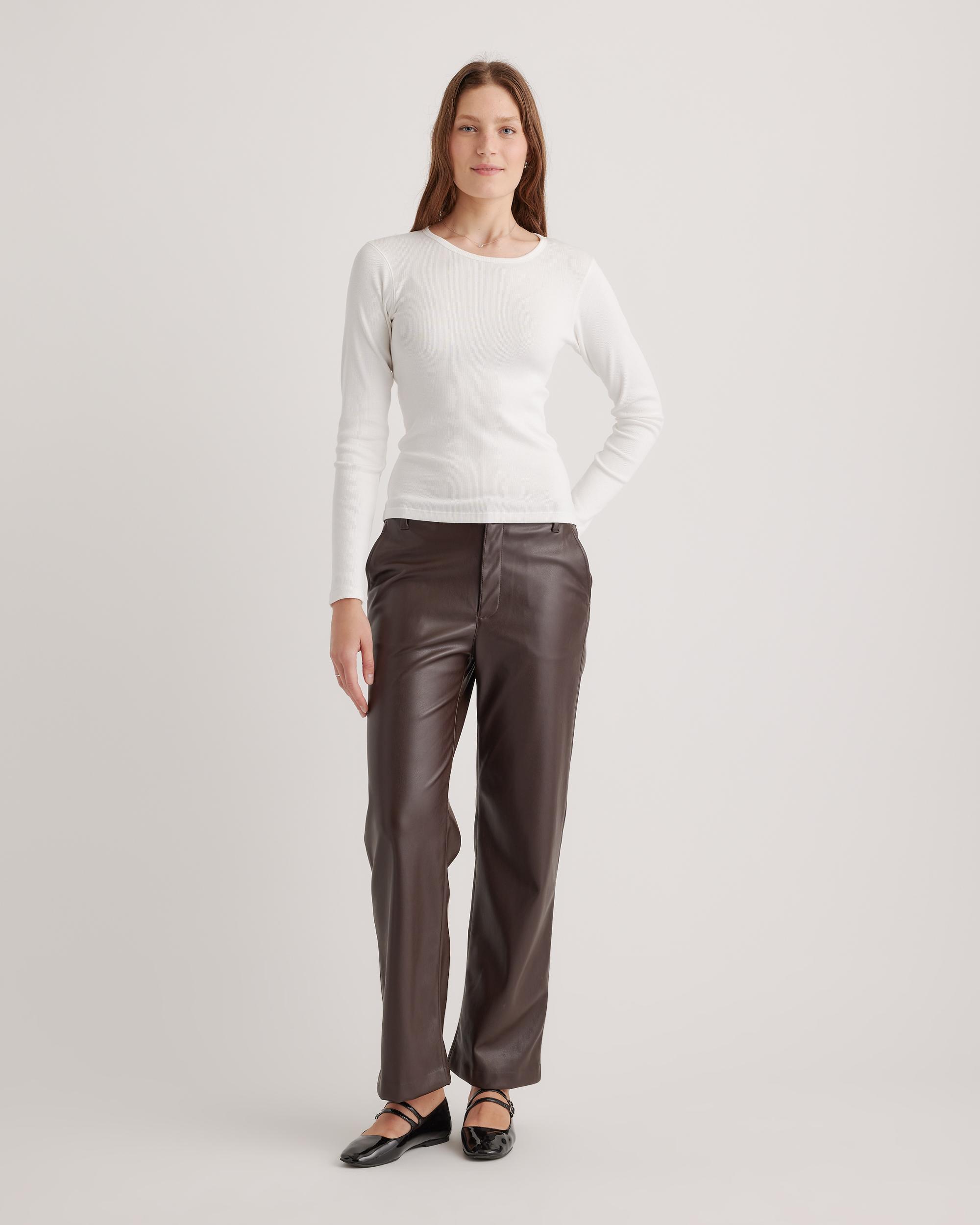 Quince | Women's Micro-Rib Long Sleeve T-Shirt Size XS, Organic Cotton Product Image