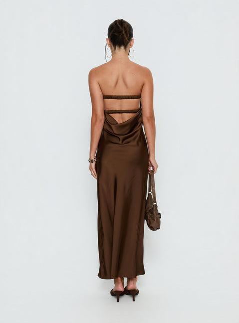 Faviola Strapless Maxi Dress Chocolate Product Image