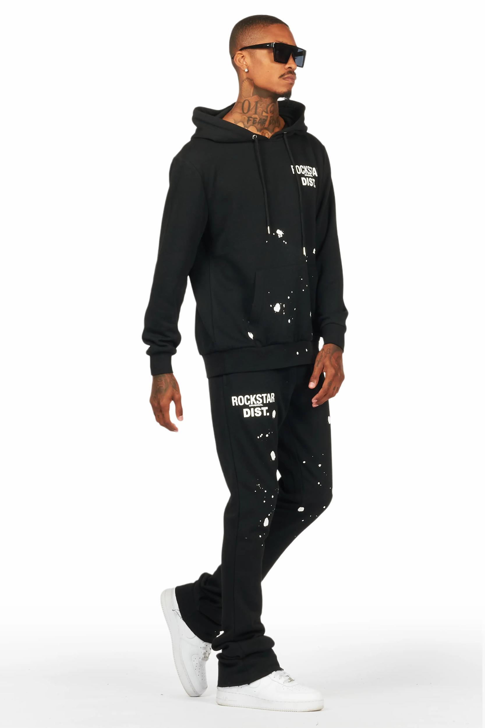 Raffer Black Hoodie/Stacked Flare Track Set Male Product Image