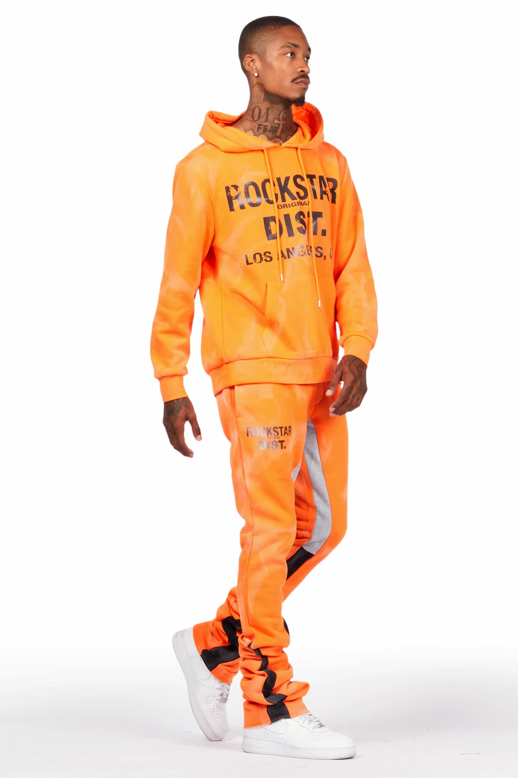 Nelly Orange Hoodie/Super Stacked Flare Pant Set Male Product Image