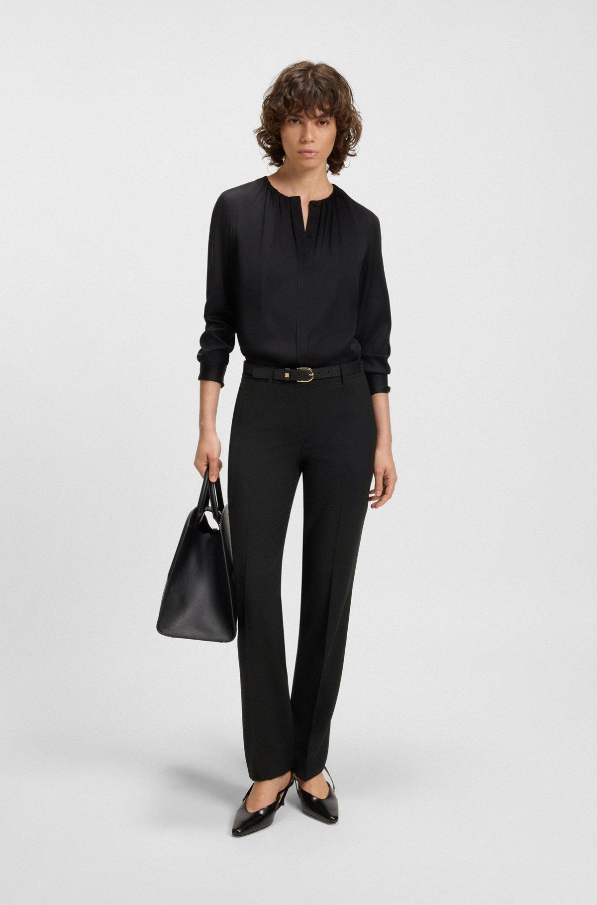 BOSS - Straight-leg business pants in virgin wool - Black Product Image
