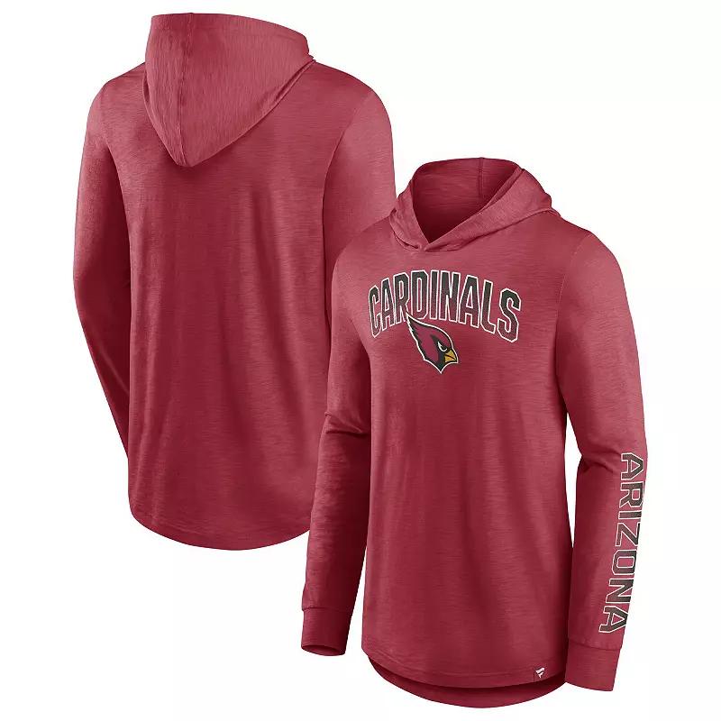 Men's Fanatics Branded Cardinal Arizona Cardinals Front Runner Long Sleeve Hooded T-Shirt,  Product Image