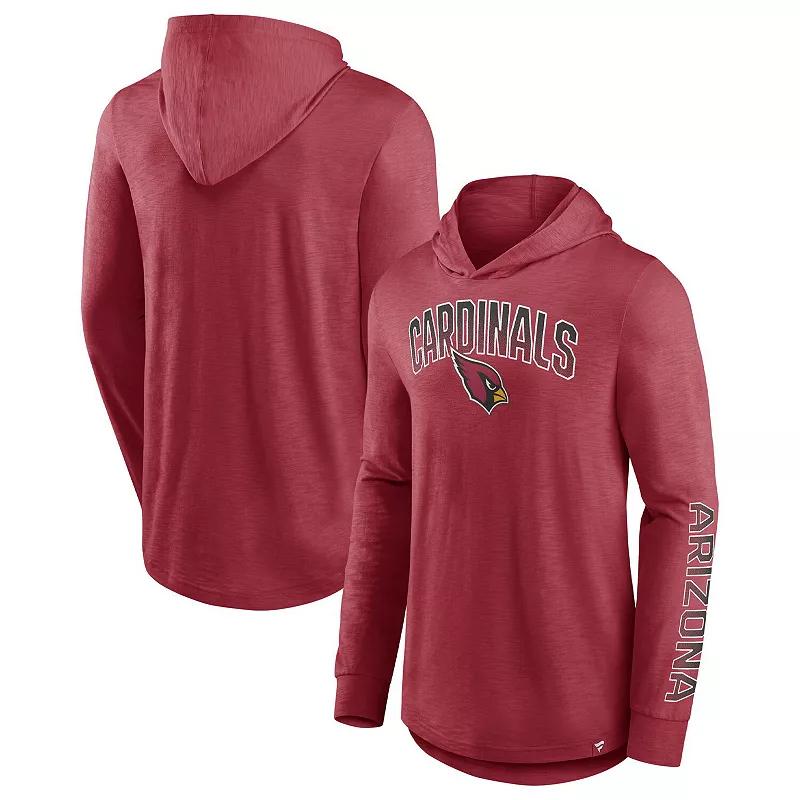 Men's Fanatics Branded Cardinal Arizona Cardinals Front Runner Long Sleeve Hooded T-Shirt,  Product Image