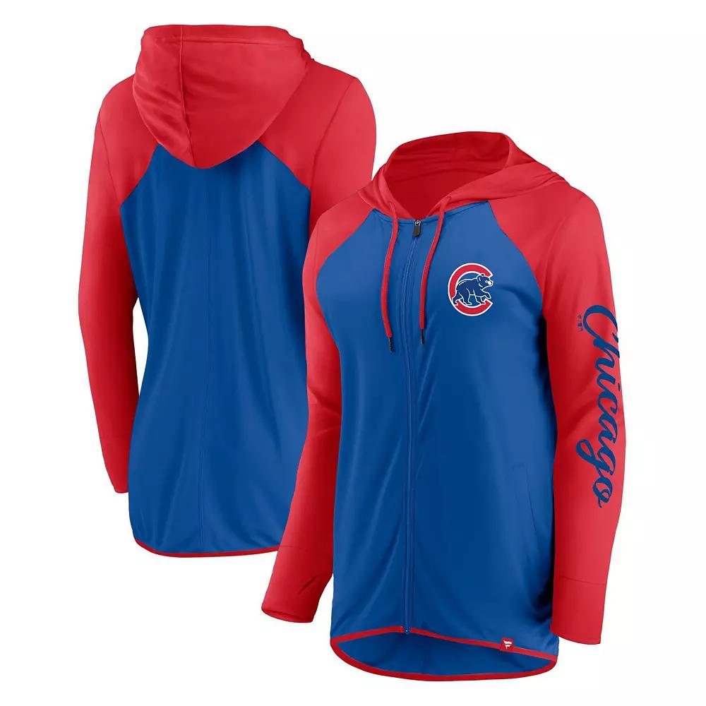 Women's Fanatics Royal/Red Chicago Cubs Script Sleeve Full-Zip Hoodie,  Product Image