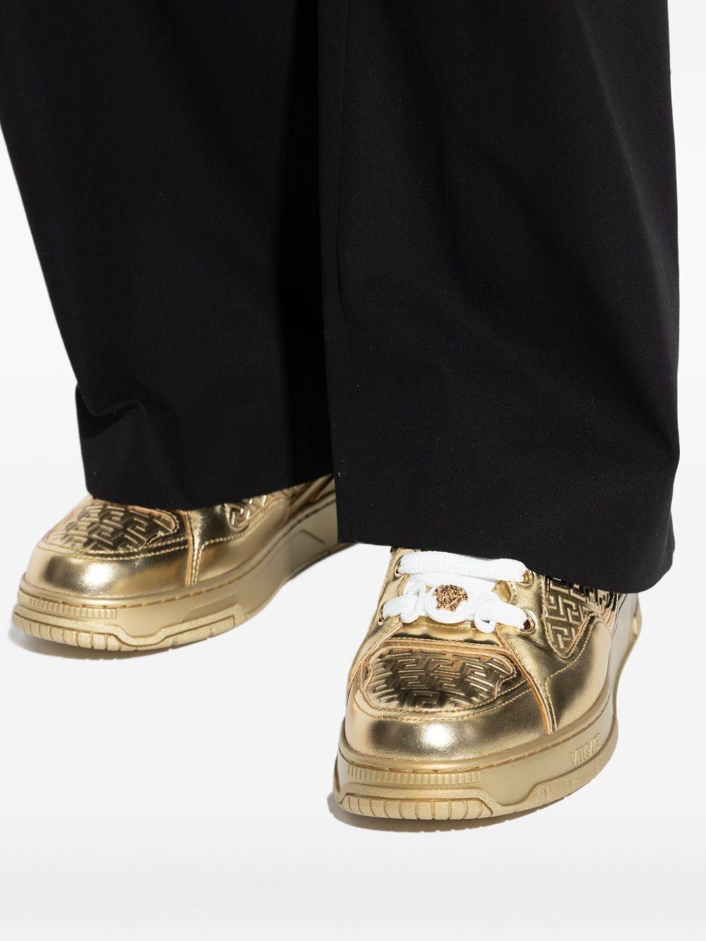 Greca-detail leather sneakers Product Image