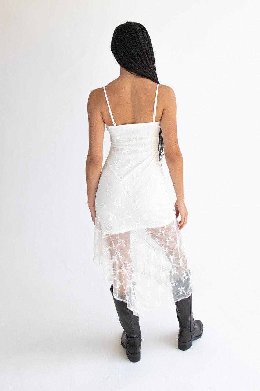 Asymmetric Hem Lace Dress Product Image