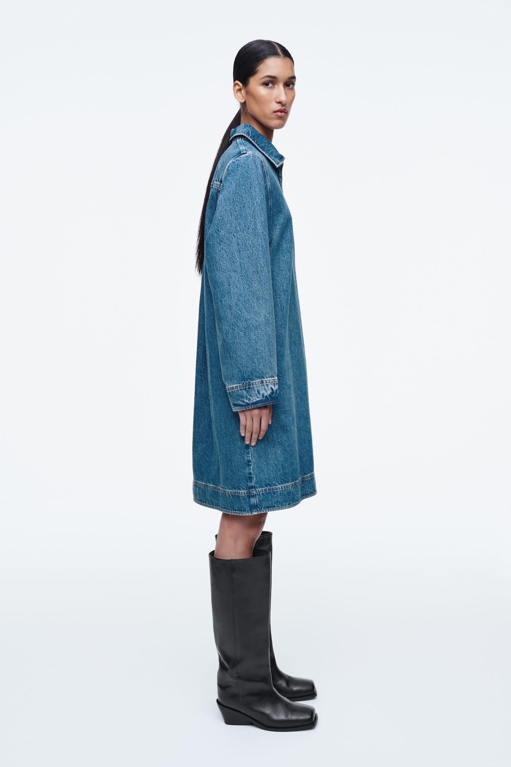 DENIM HALF-ZIP DRESS Product Image