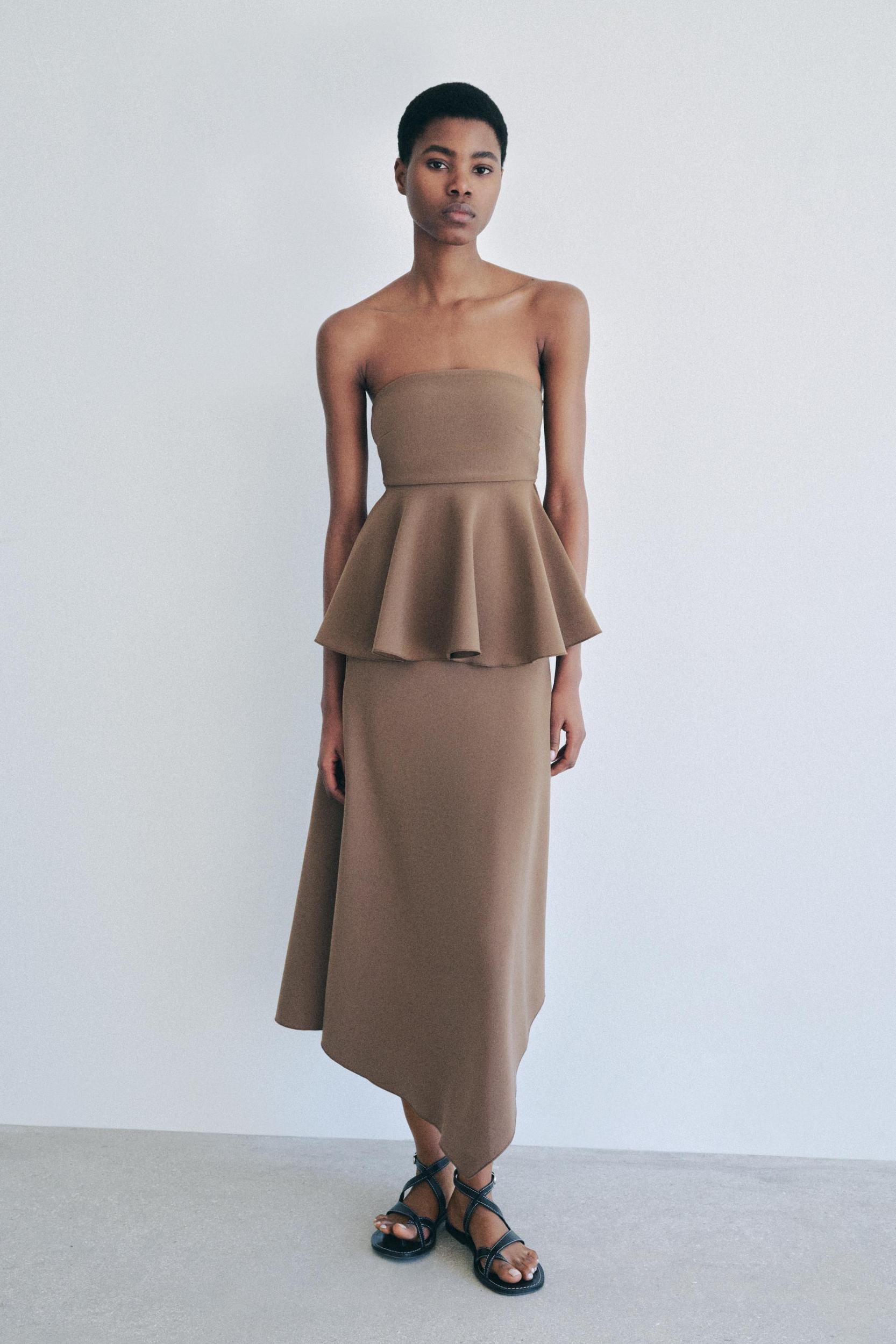 ASYMMETRICAL CREPE MIDI SKIRT Product Image