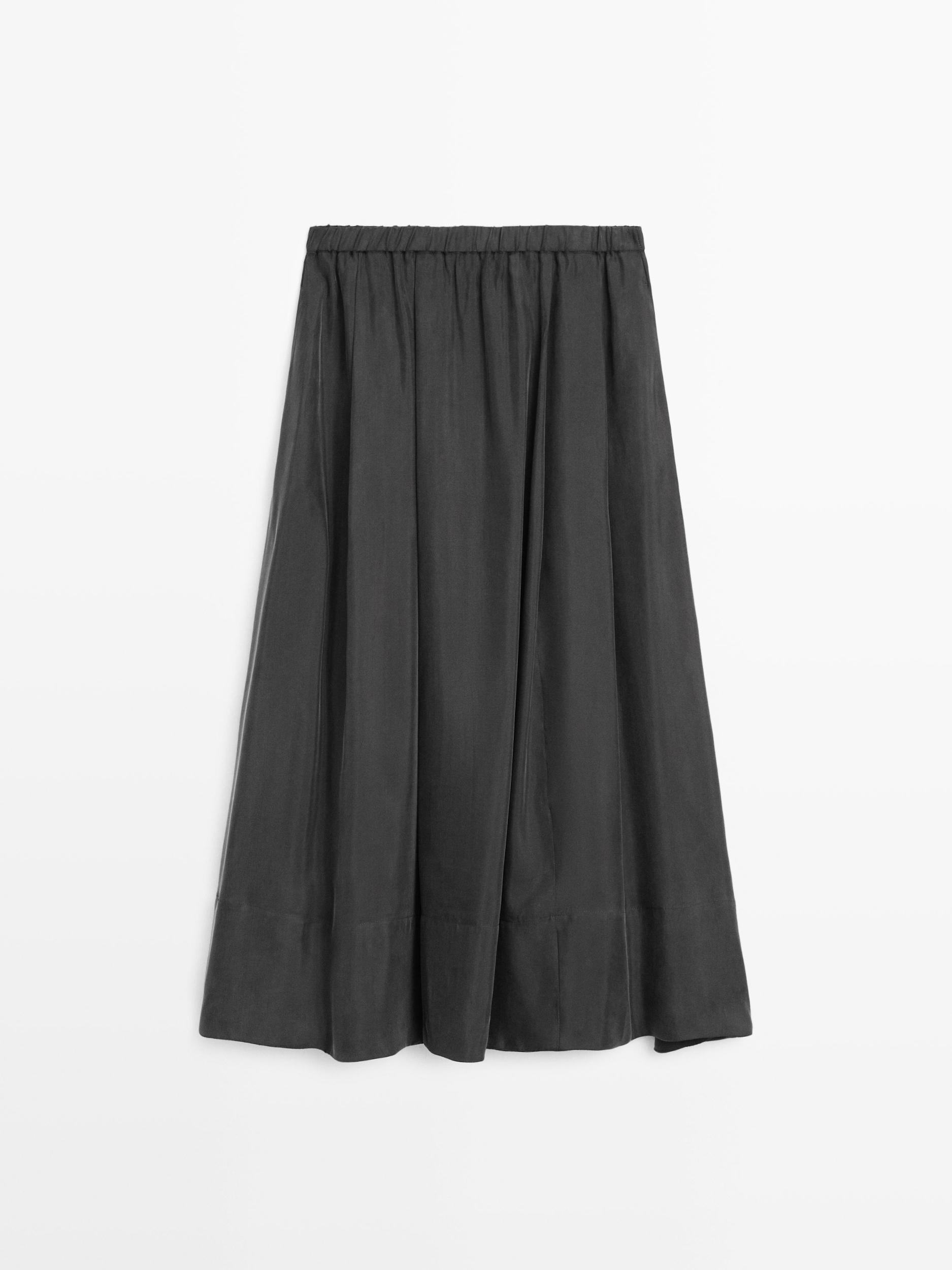 Cotton blend knit flared midi skirt Product Image