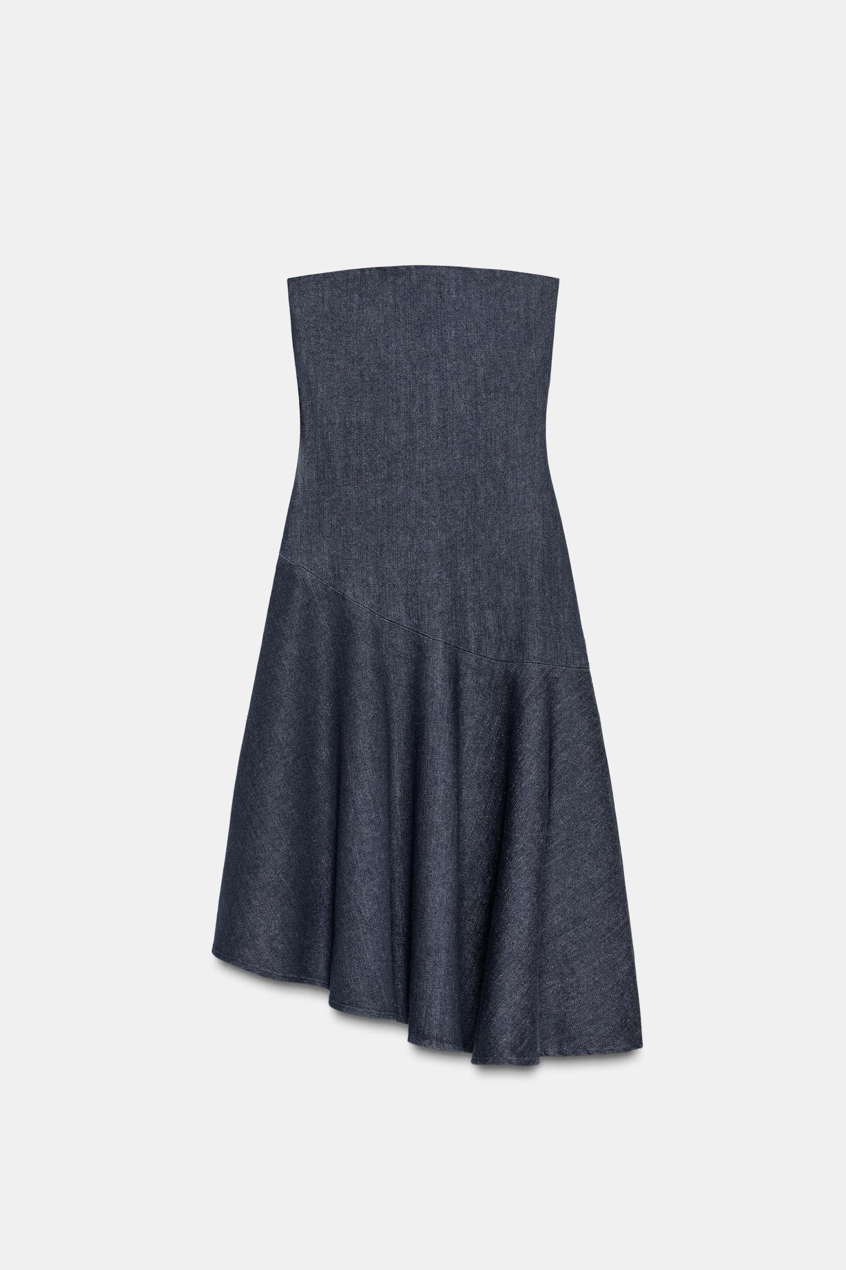 ASYMMETRIC TRF DENIM DRESS Product Image