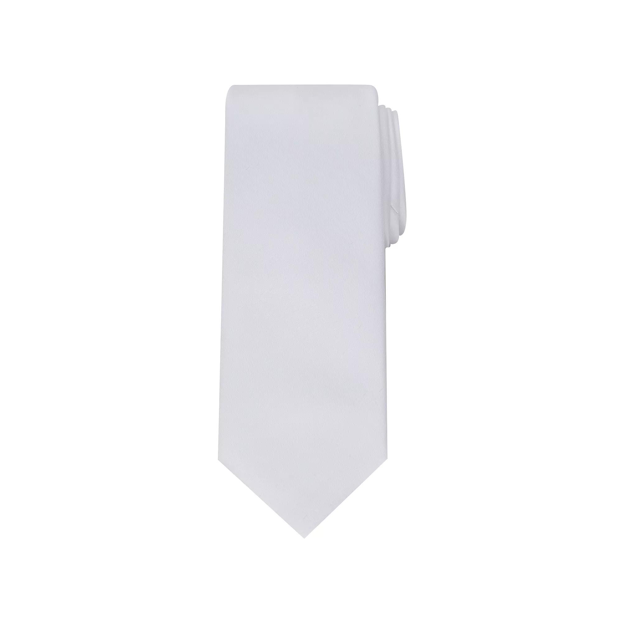 Men's Bespoke Solid Sateen Slim Tie, White Sateen Product Image