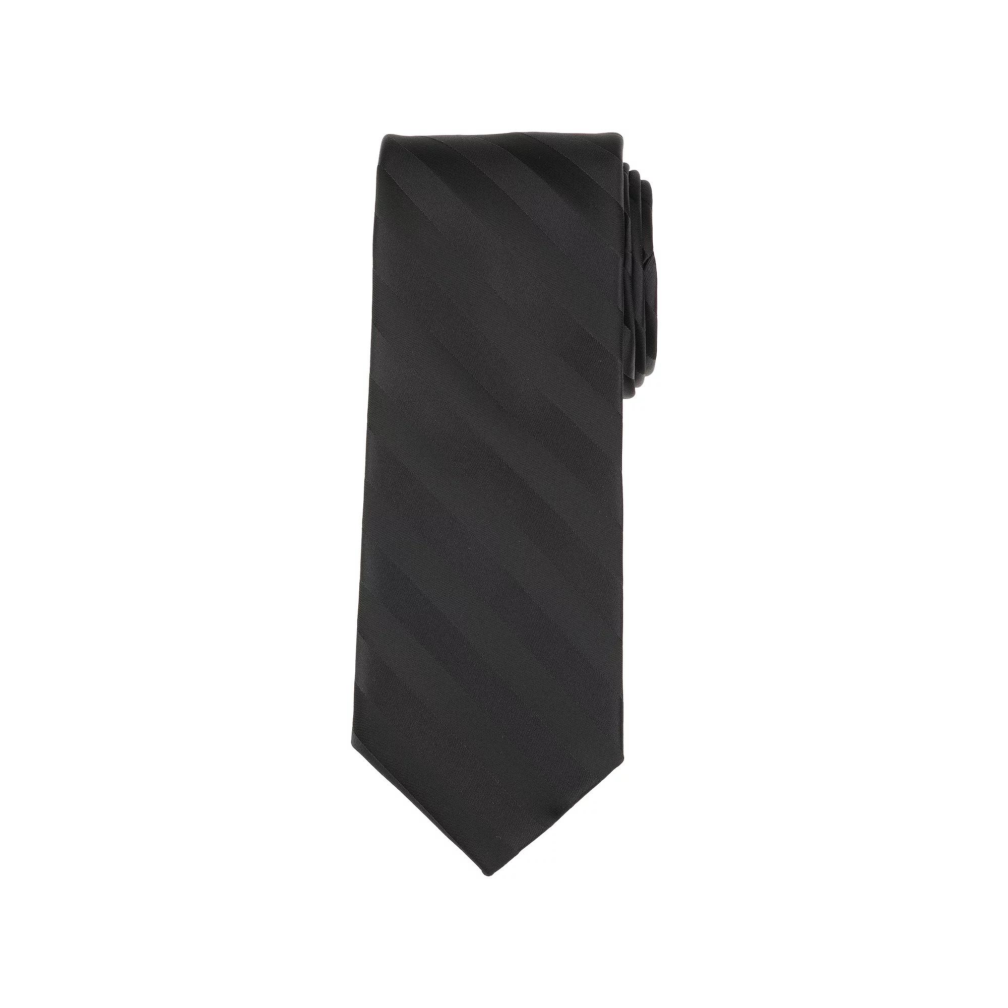 Men's Bespoke Striped Tie, Black Satin Product Image