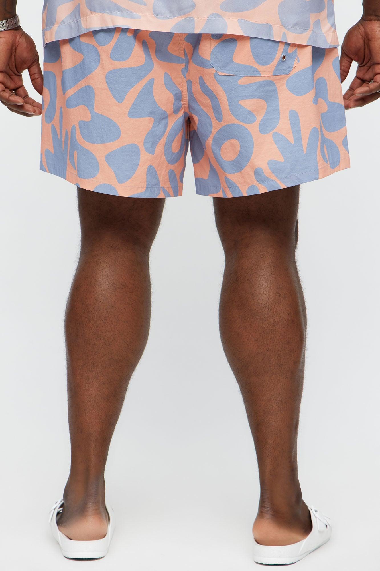 Chateau Abstract Printed Swim Mid Trunk - Pink/combo Male Product Image