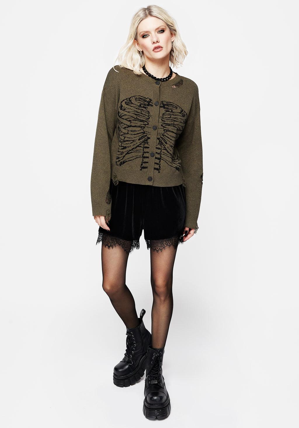 Vertebrae Graphic Knit Crop Cardigan Product Image
