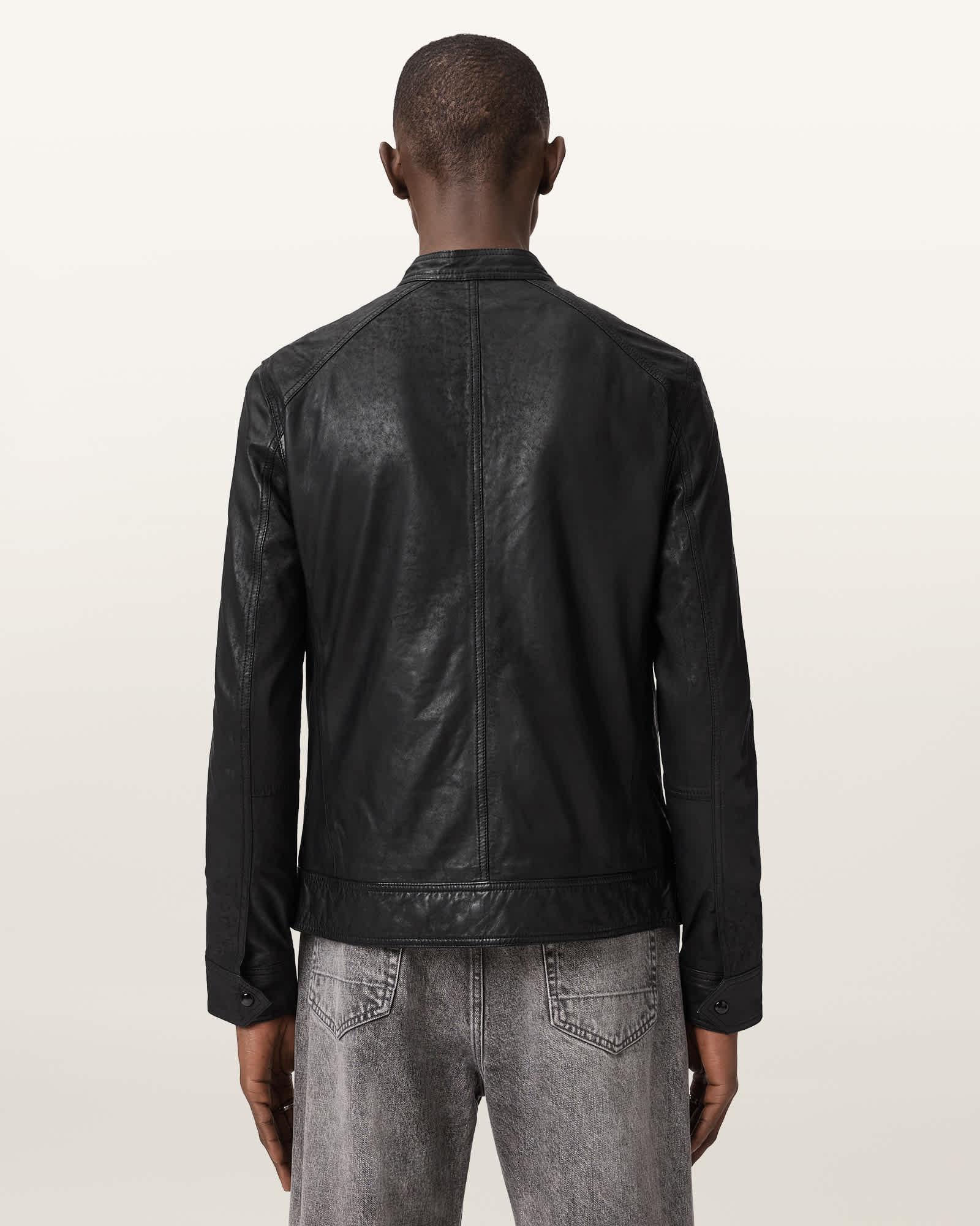 Colt Slim Fit Leather Jacket Black | ALLSAINTS US Product Image