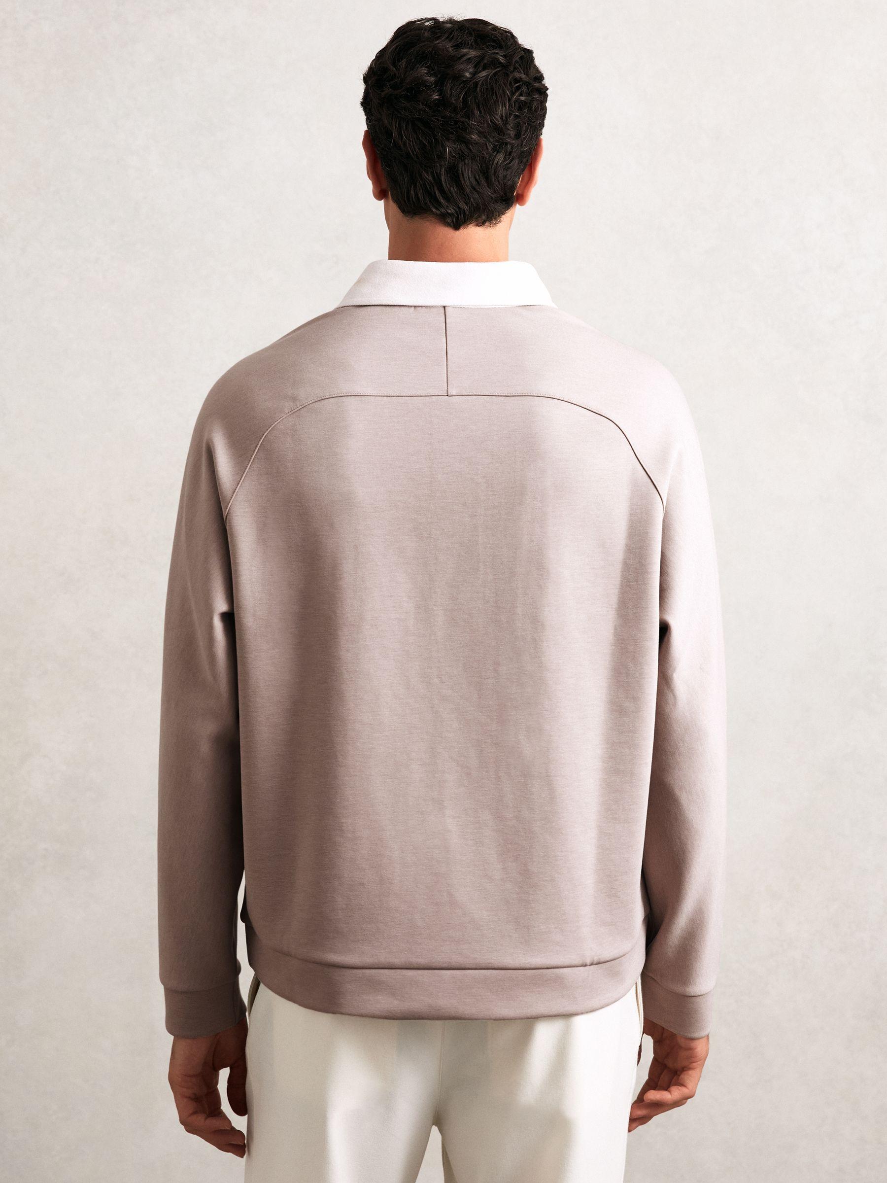 Colour Block Rugby Shirt in Oatmeal/White Product Image