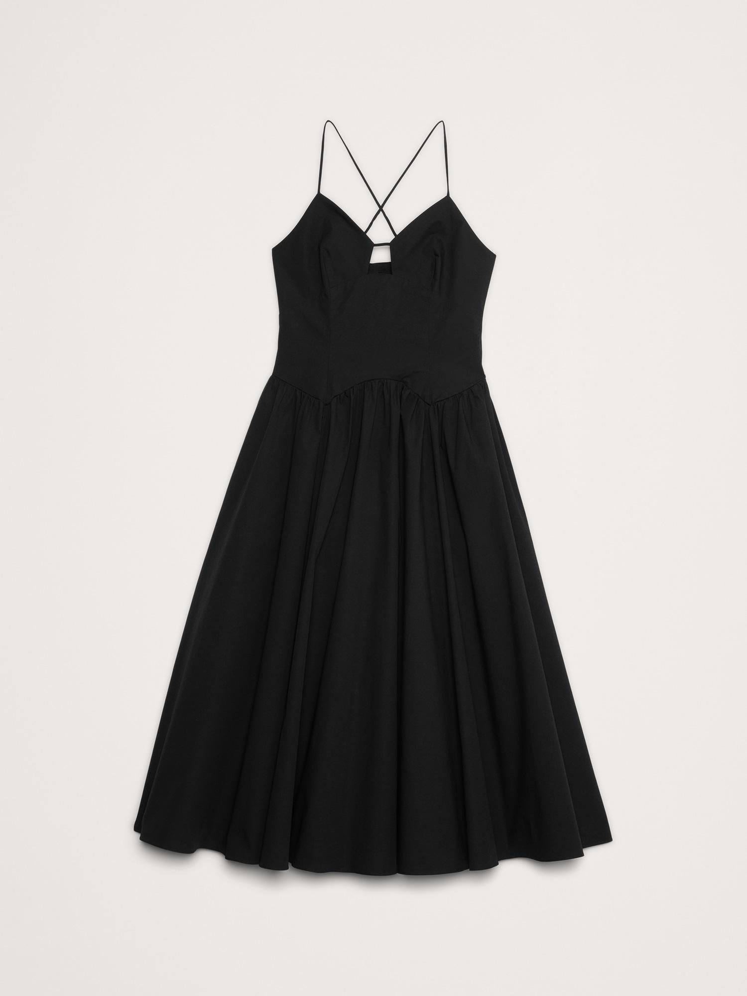 Stretch-Cotton Poplin Long Midi Dress Product Image