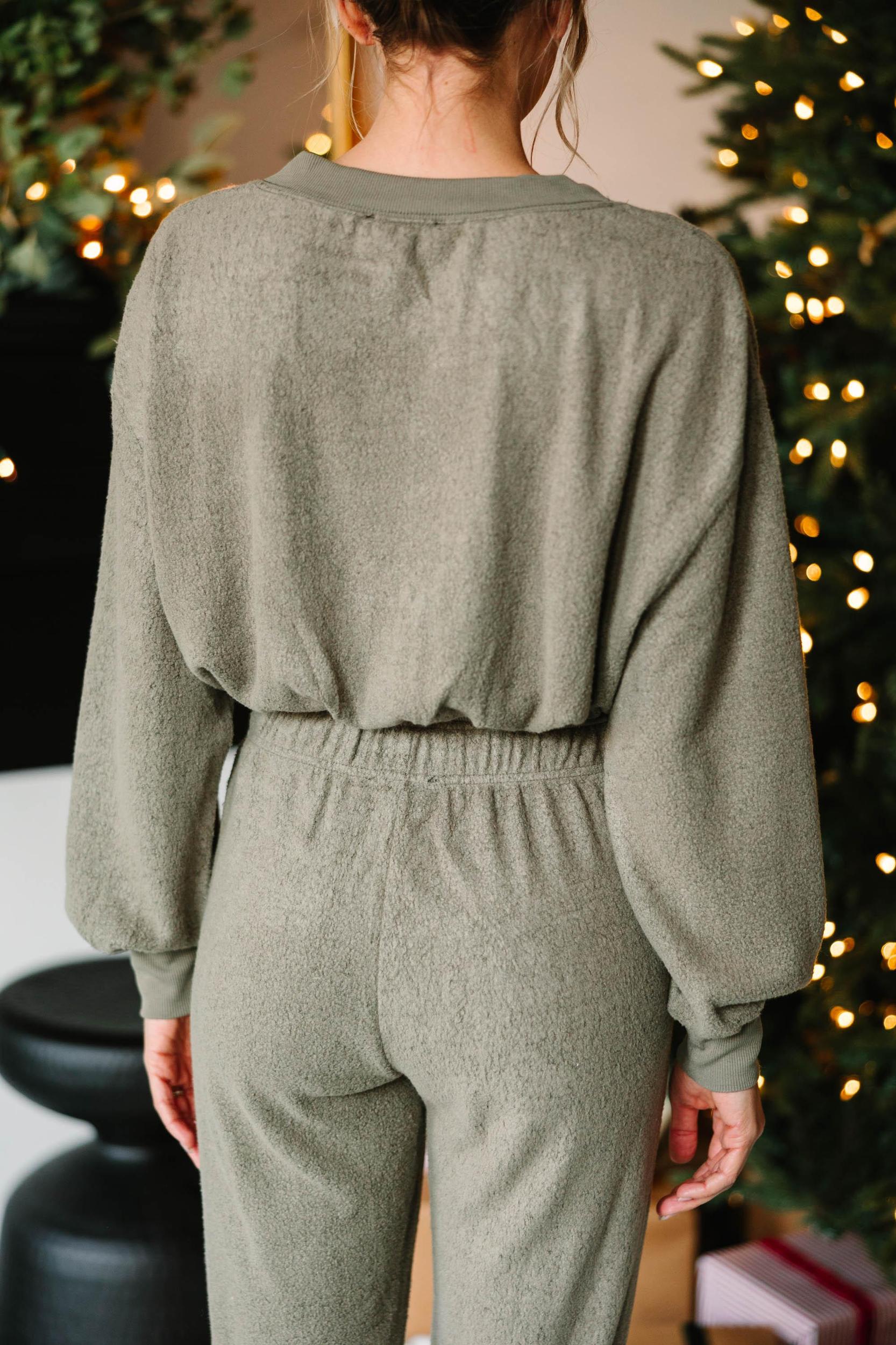 Cozy Habits Olive Green Joggers Female Product Image