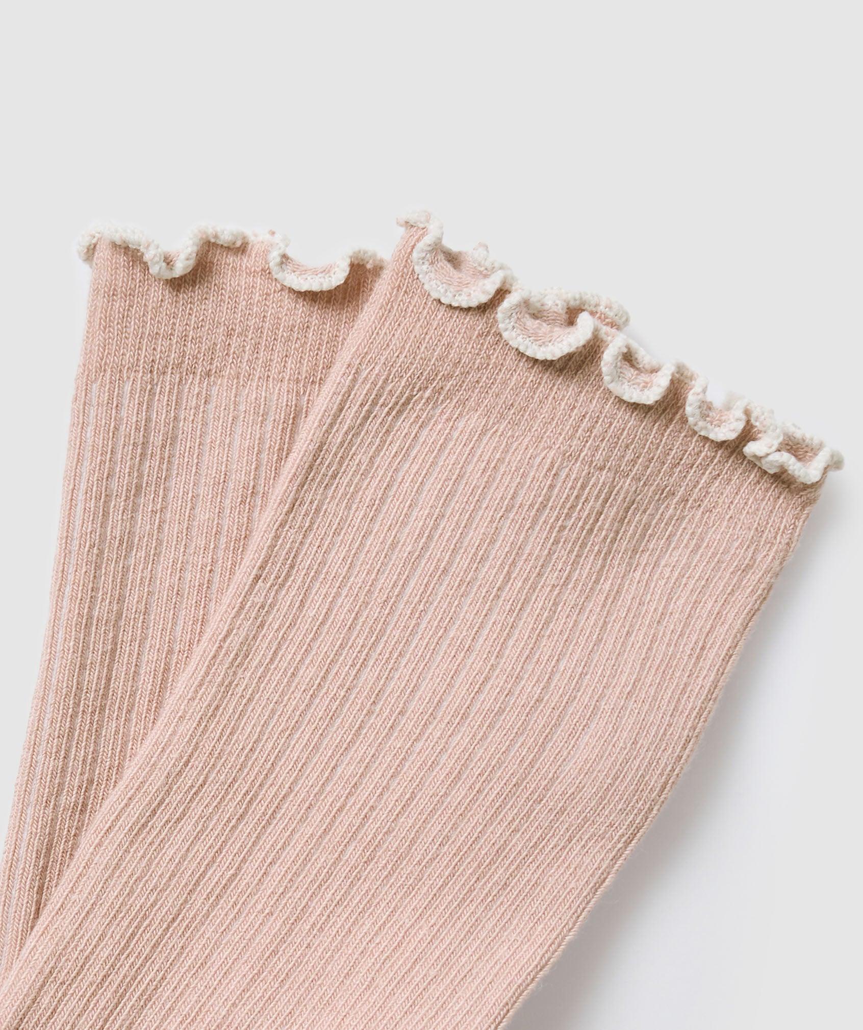 Gymshark Frill Crew Single Sock - Rest Pink/Oat White Female Product Image