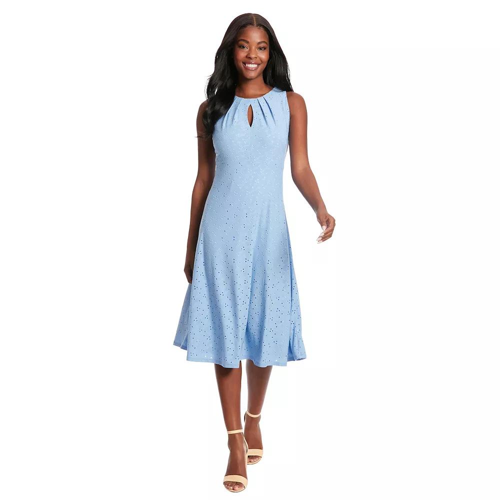 Women's London Times Empire Waist Fit & Flare Midi Dress, Size: 2, Blue Eyelet Product Image