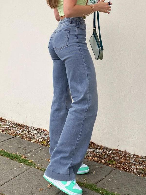 Blue Washed Boyfriend Jeans Product Image