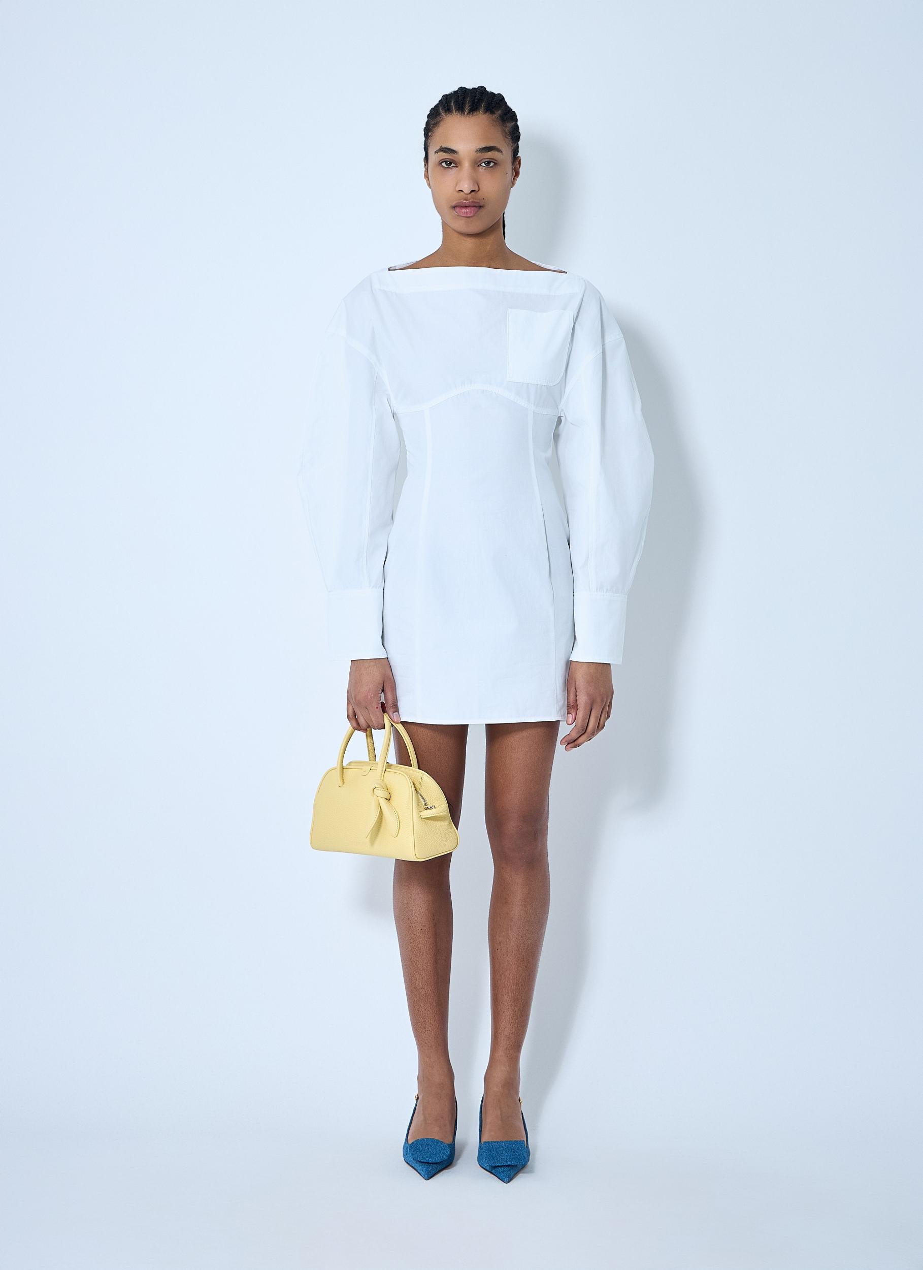 JACQUEMUS La Casaco Long Sleeve Cotton Shirtdress In White Product Image