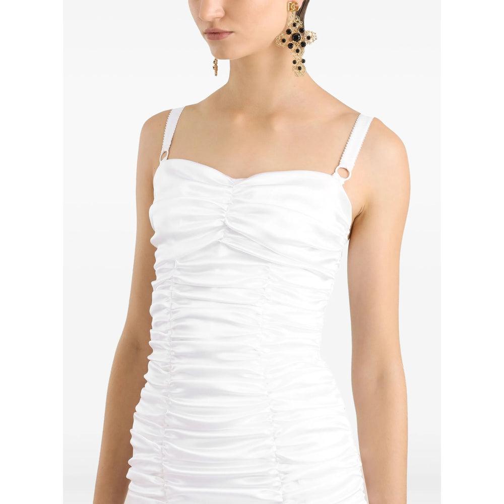 DOLCE & GABBANA Knee Length Dress Adjustable Straps In White Product Image