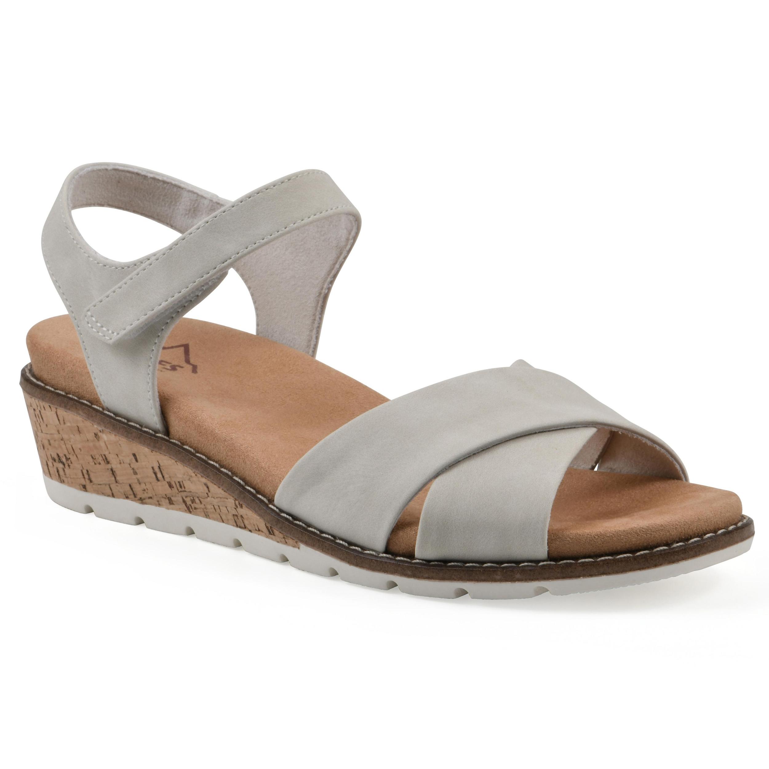 Cliffs by White Mountain Tinna Women's Wedge Sandals, Size: 6.5, White Nubuck Product Image