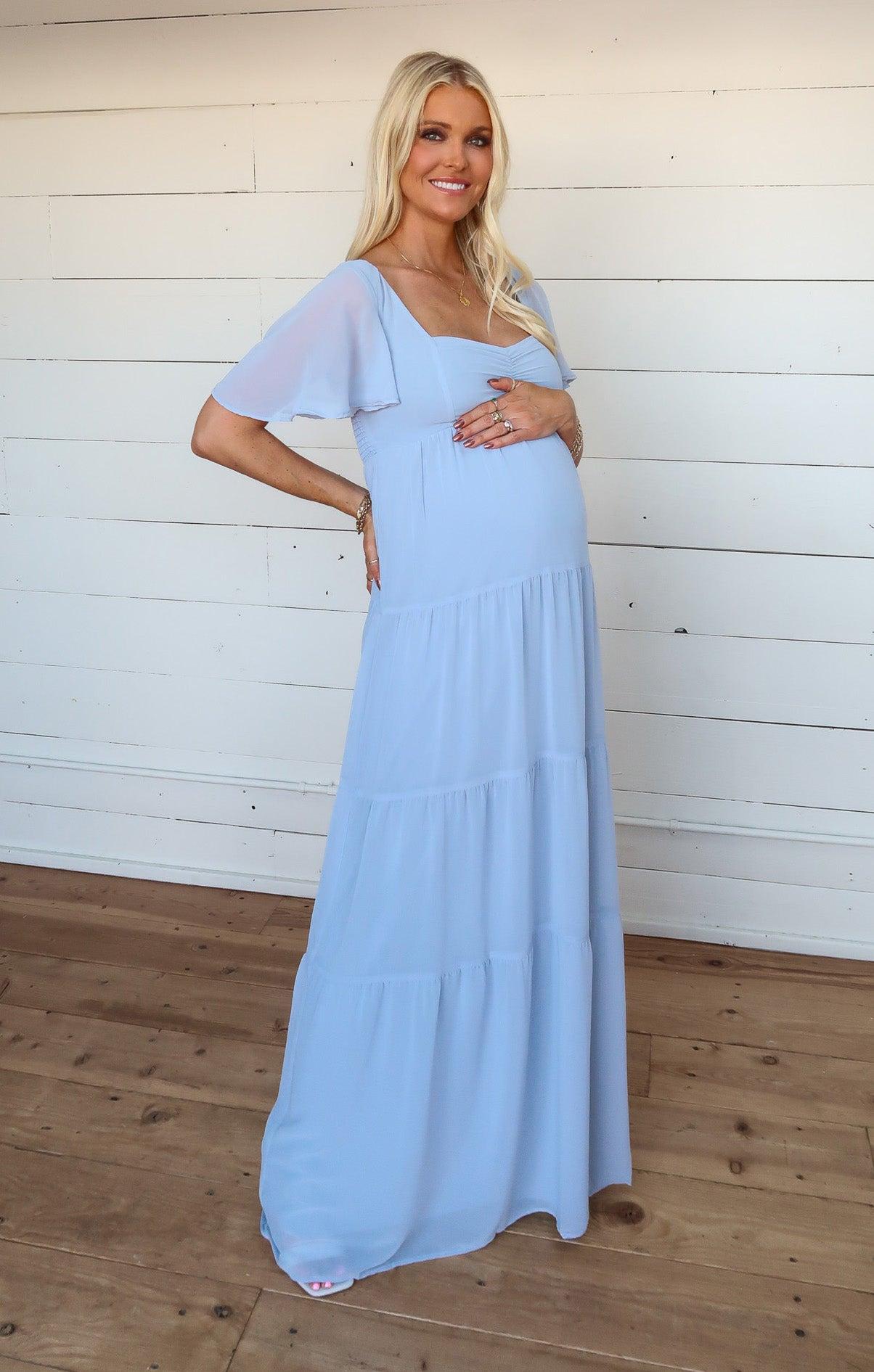 Nicole Maxi Dress ~ Steel Blue Chiffon Product Image