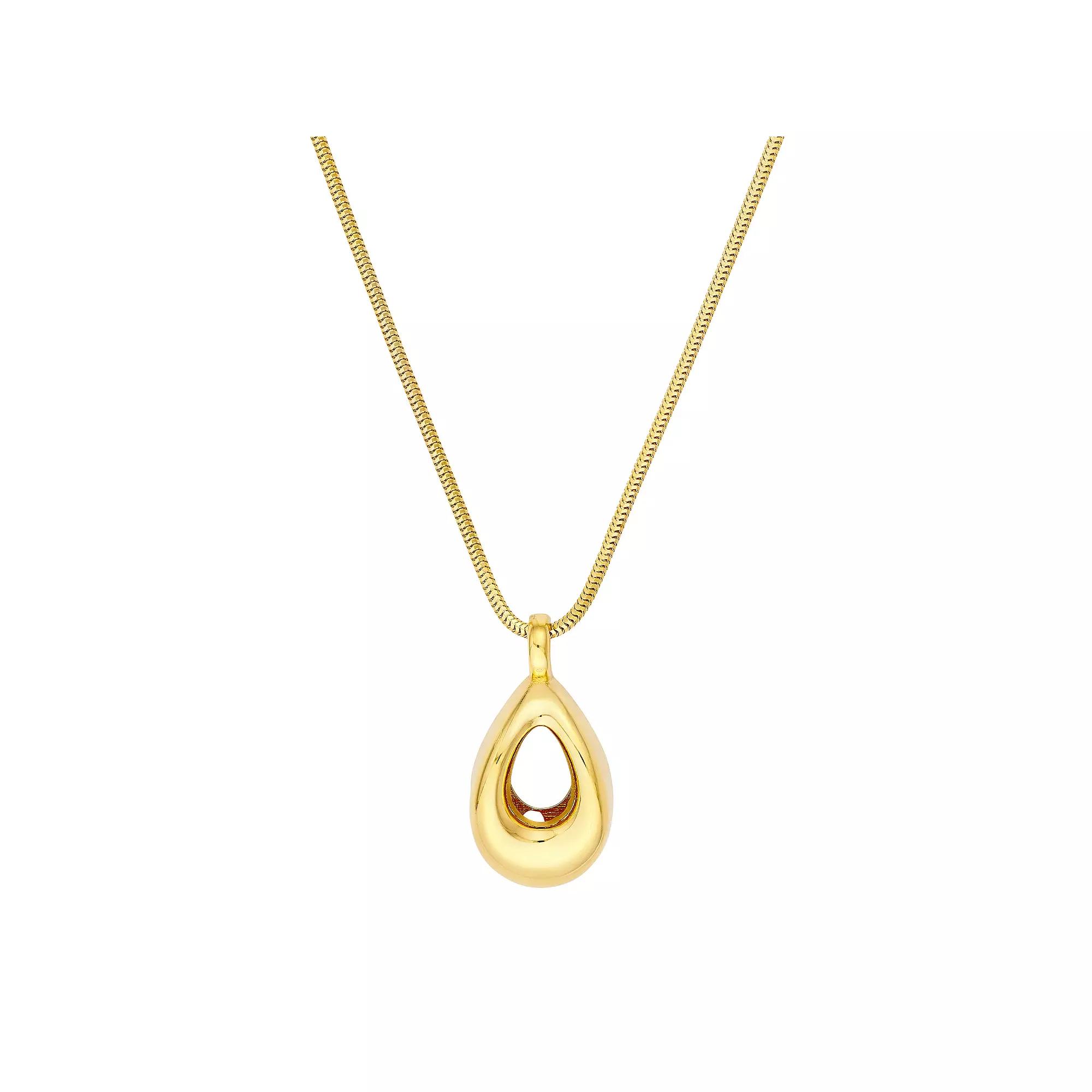 14k Gold 3D Puffed Open Teardrop Pendant Necklace, Women's, Size: 18" Product Image
