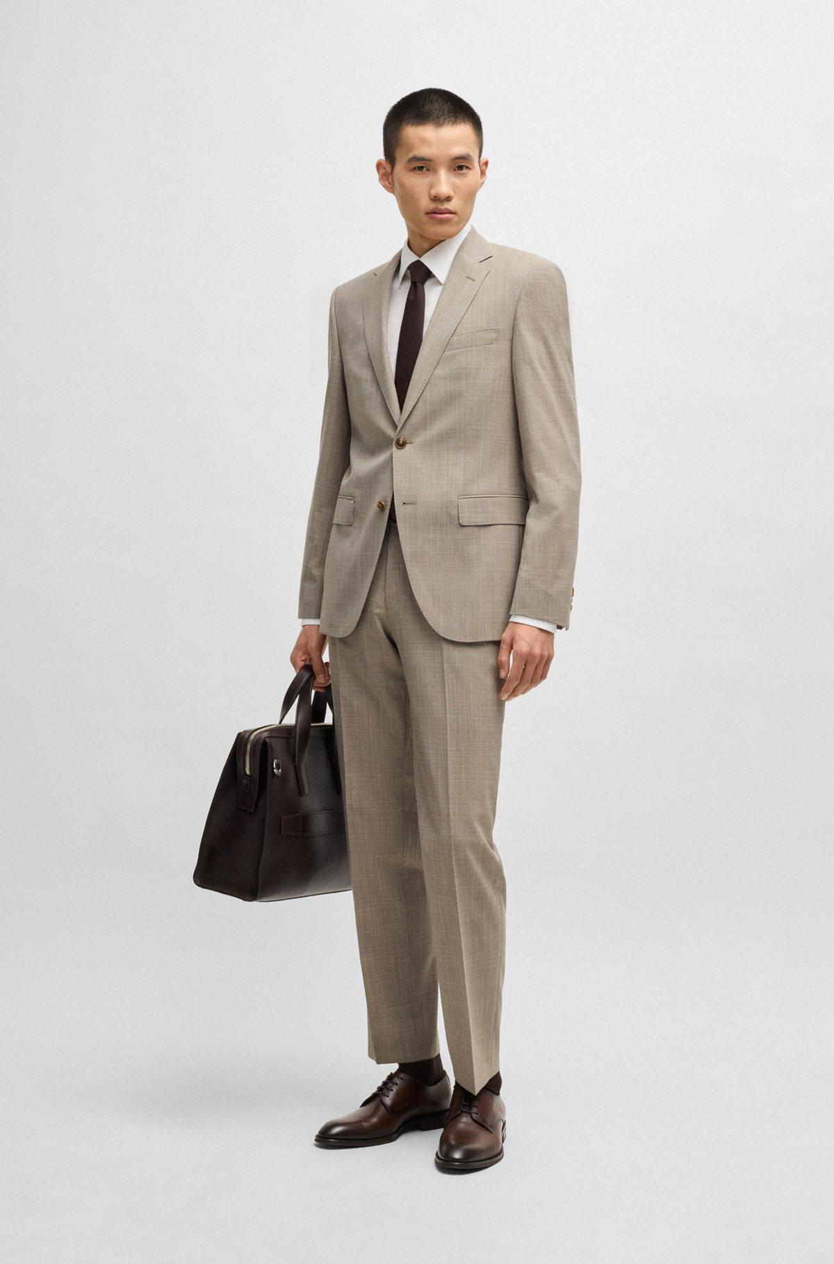 BOSS - Italian-made Derby shoes in leather with ornamental stitching - Dark Brown Product Image