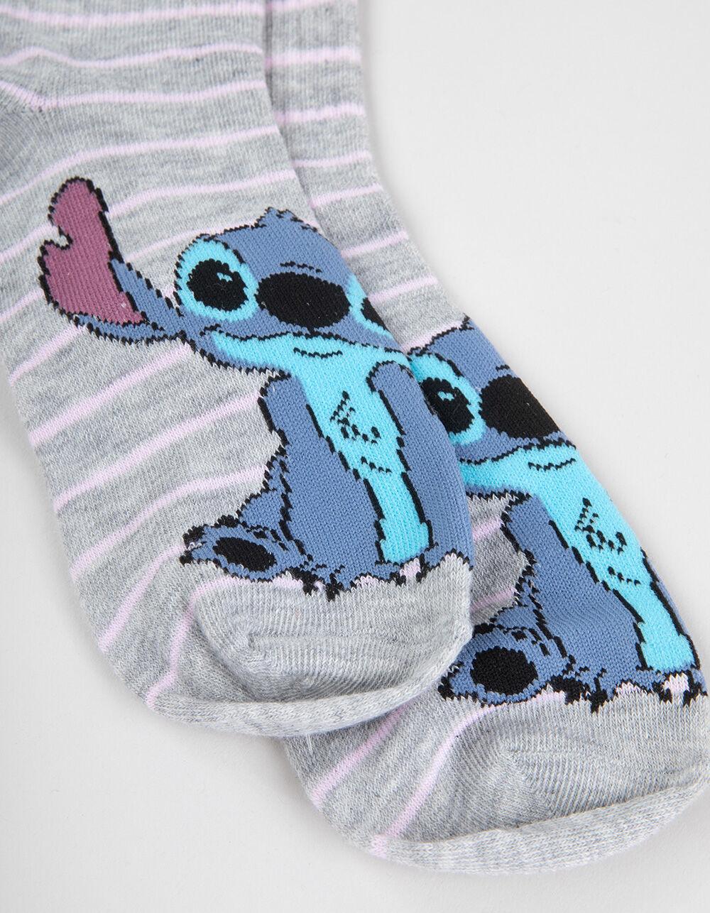 DISNEY Stitch 2 Pack Womens Lettuce Rib Mid Crew Socks - GRAY COMBO Product Image