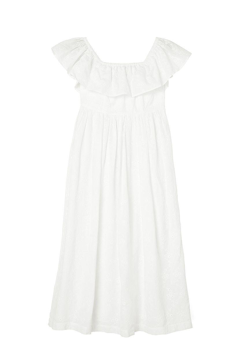 Off Shoulder Anglaise Midi Dress Product Image