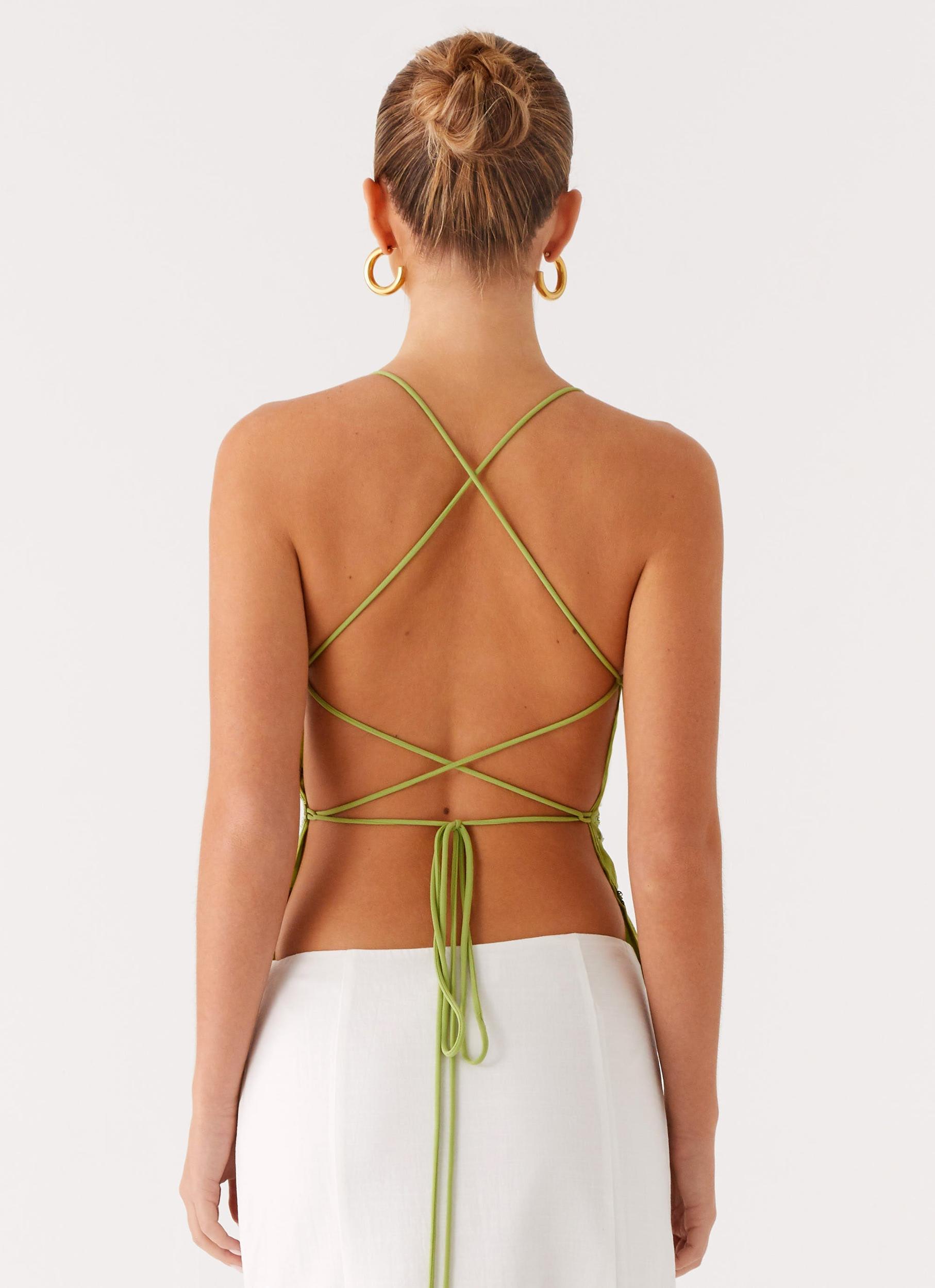 Kamilla Sequin Cami Top - Lime Product Image